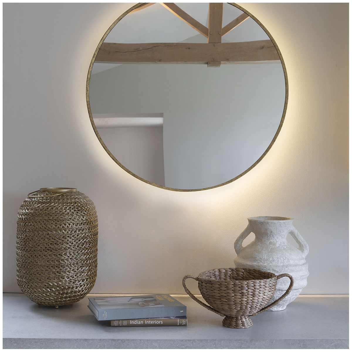 Miroir rond avec led Beige
