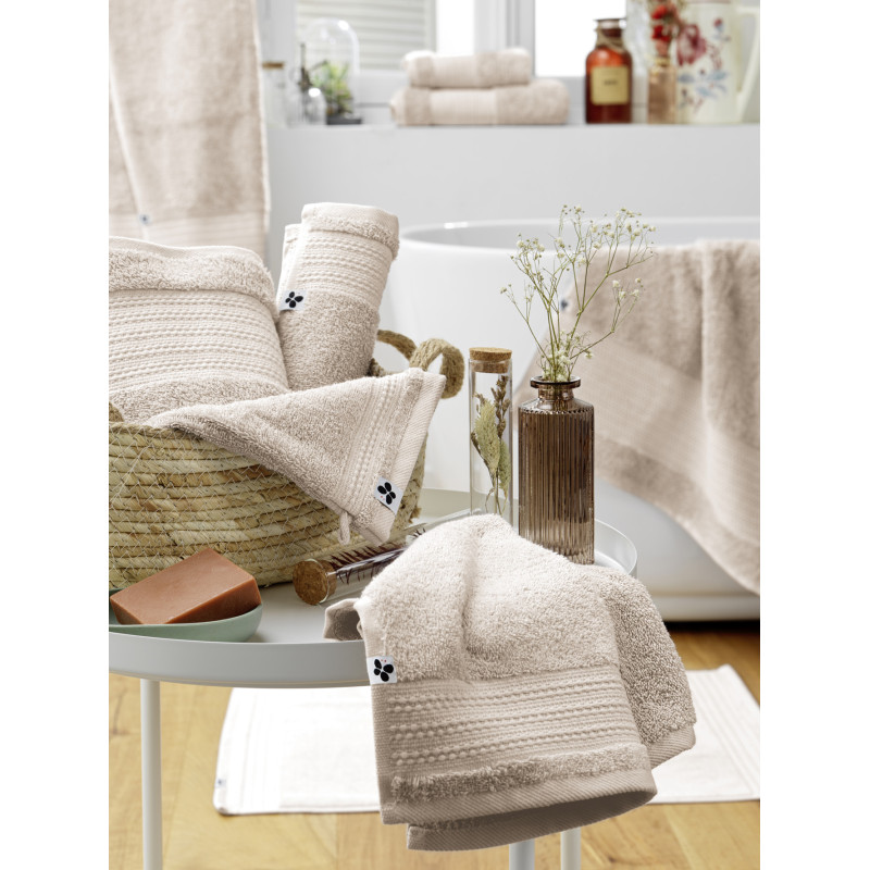 Set of 2 washcloths L'EFFET PAPILLON Beige