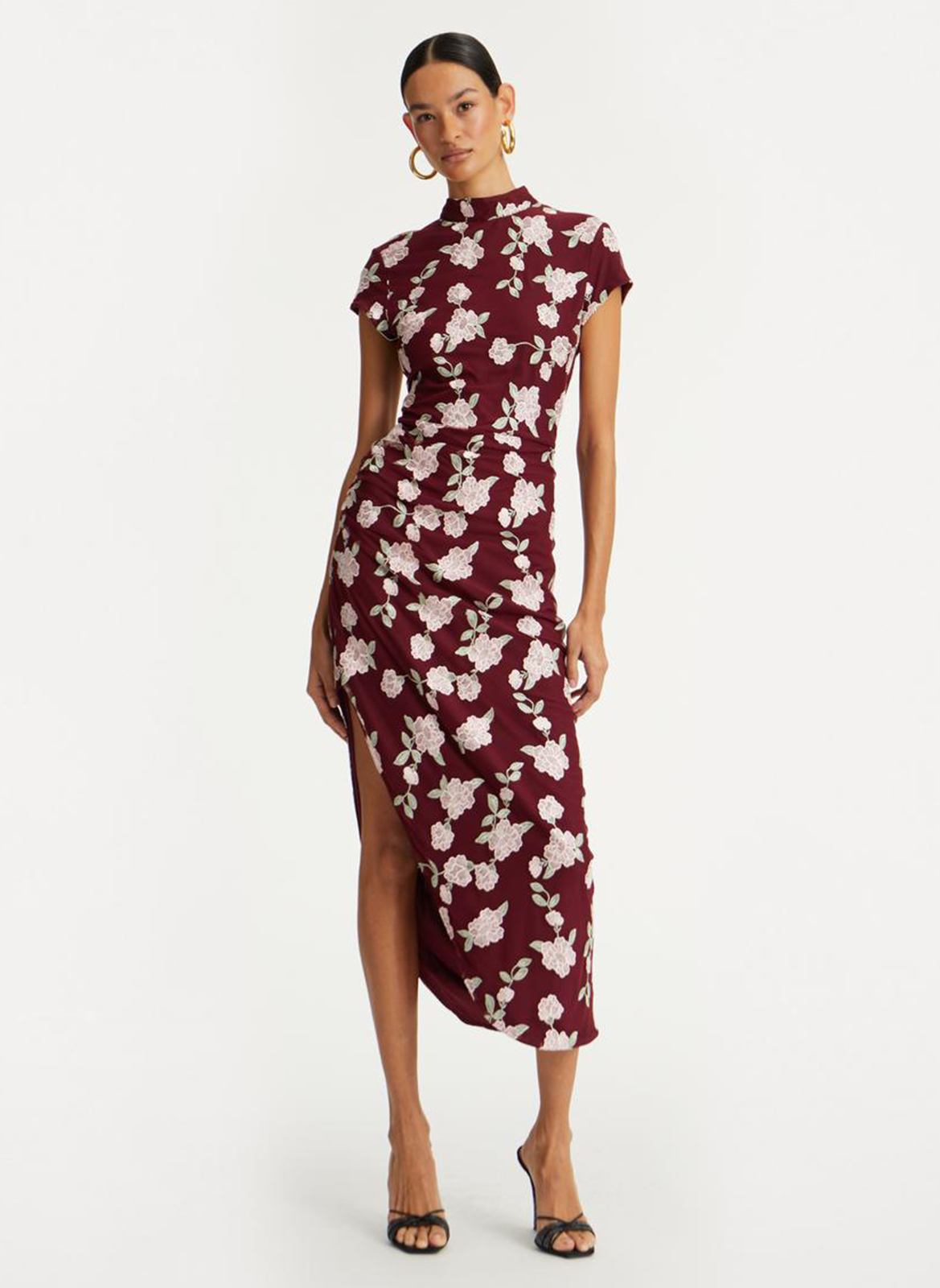 Long embroidered high-neck dress ROTATE Brown