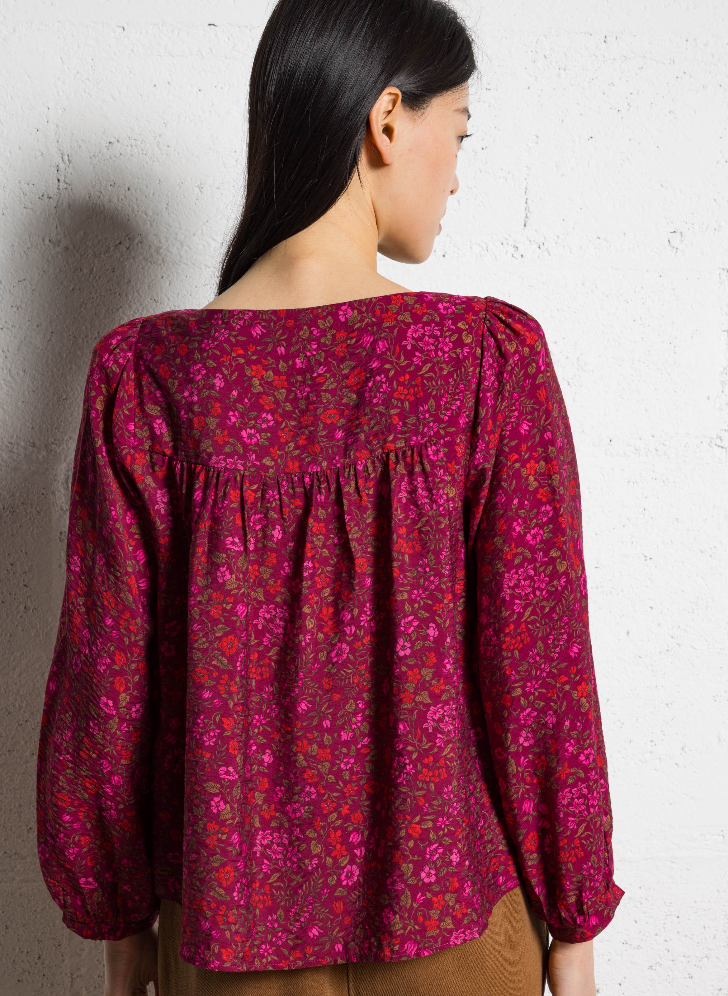 Square Neck Flowy Blouse I CODE Pink