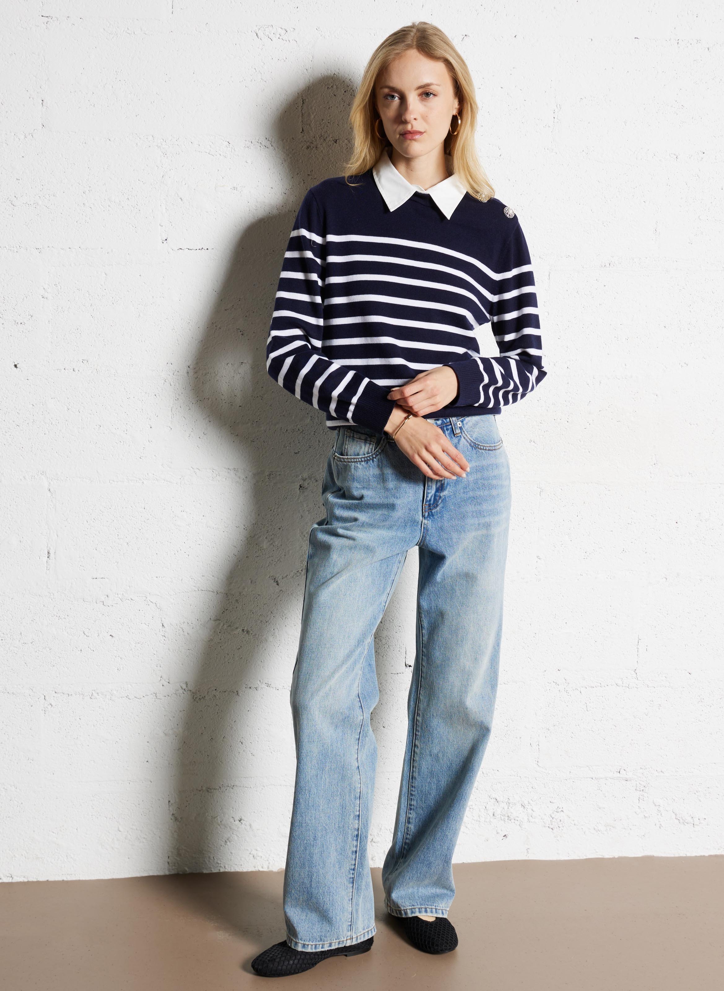 Pull droit à rayures SUNCOO Bleu