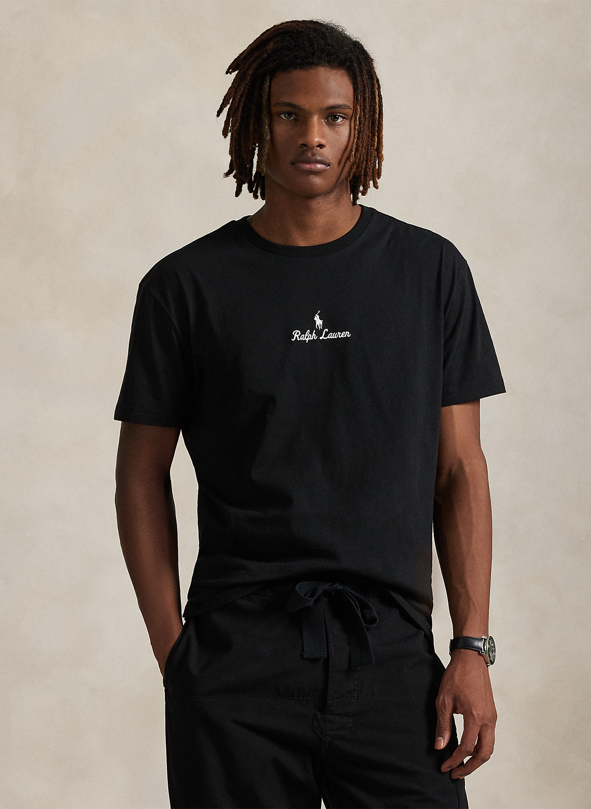 Tee-shirt col rond en coton POLO RALPH LAUREN Noir