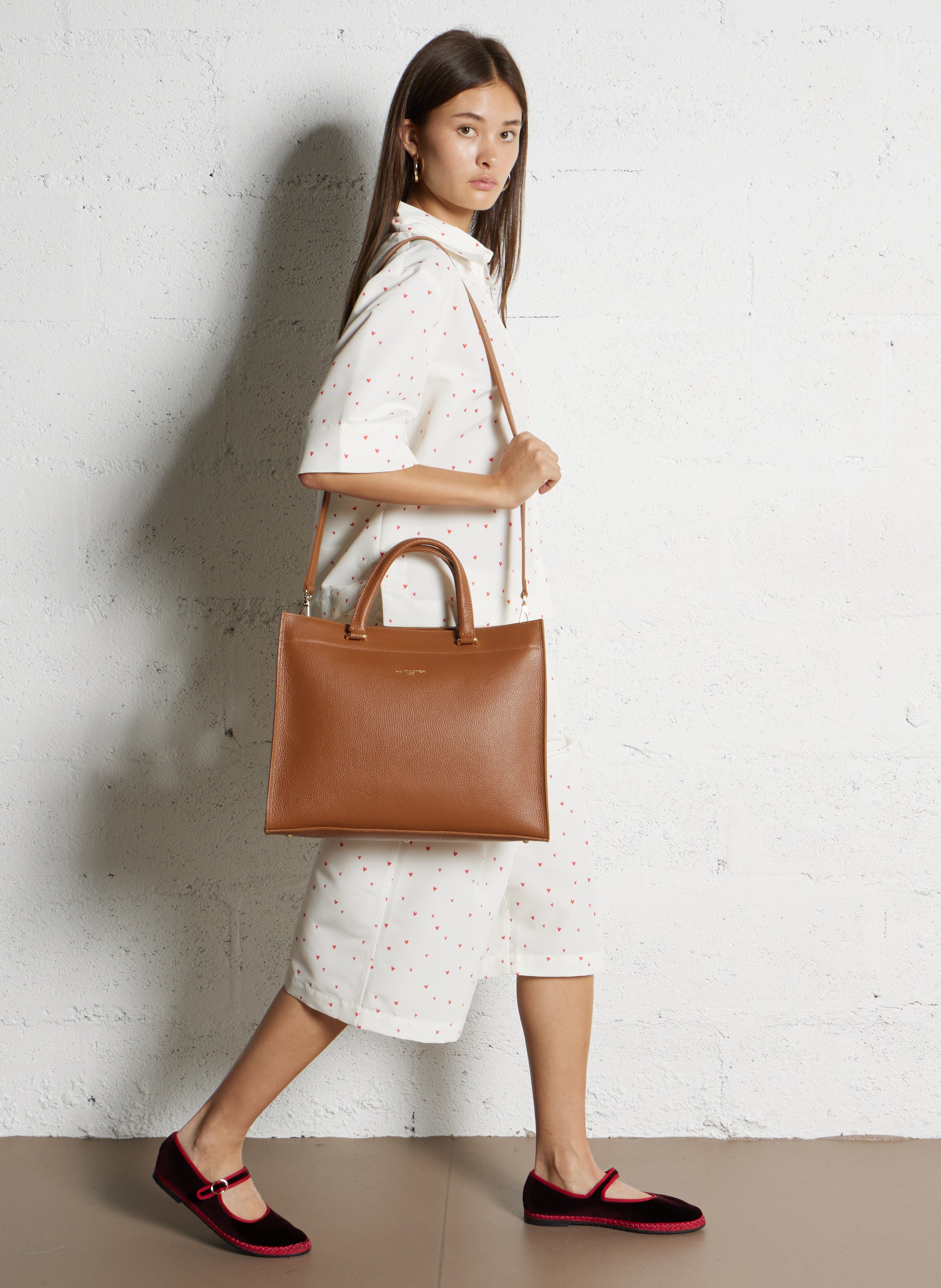 Sac porté main en cuir LANCASTER PARIS Marron