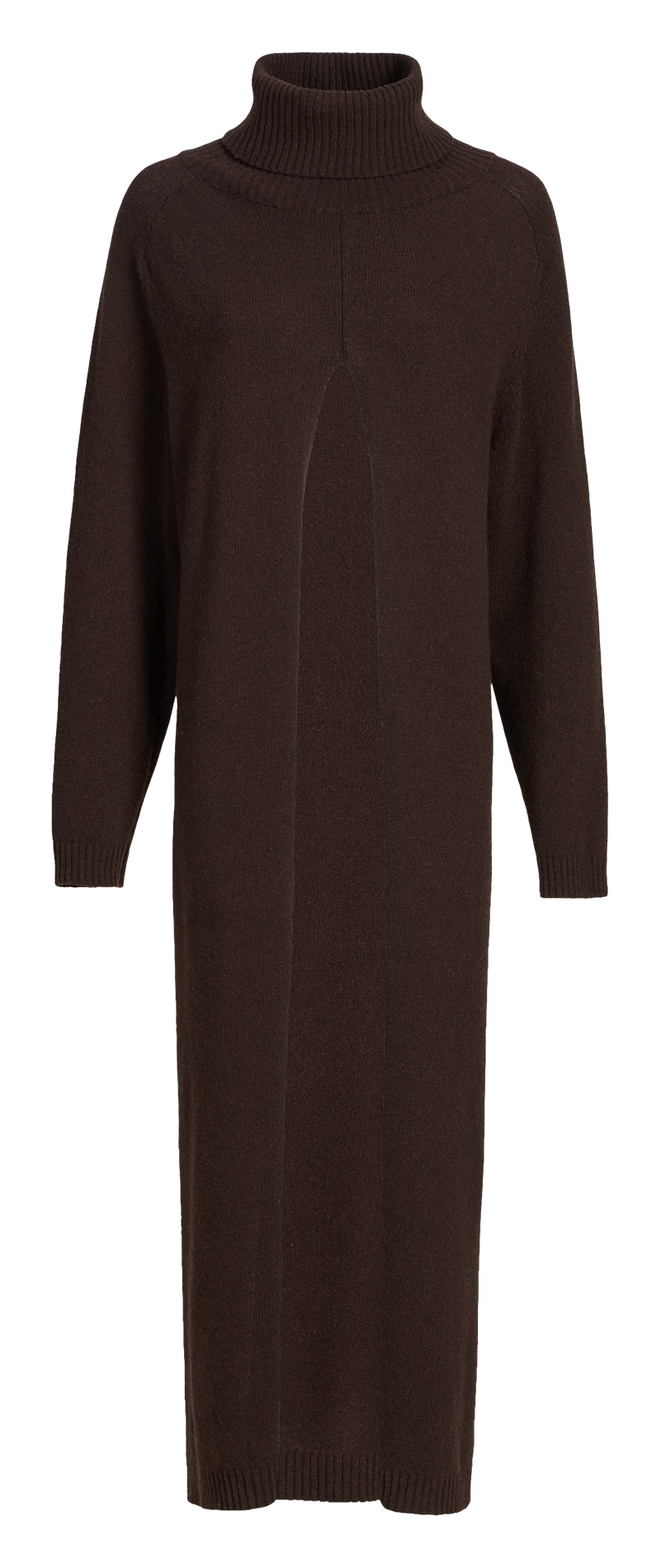 Gerade geschnittenes Maxikleid aus Wollmix mit Rollkragen SAISON 1865 Braun