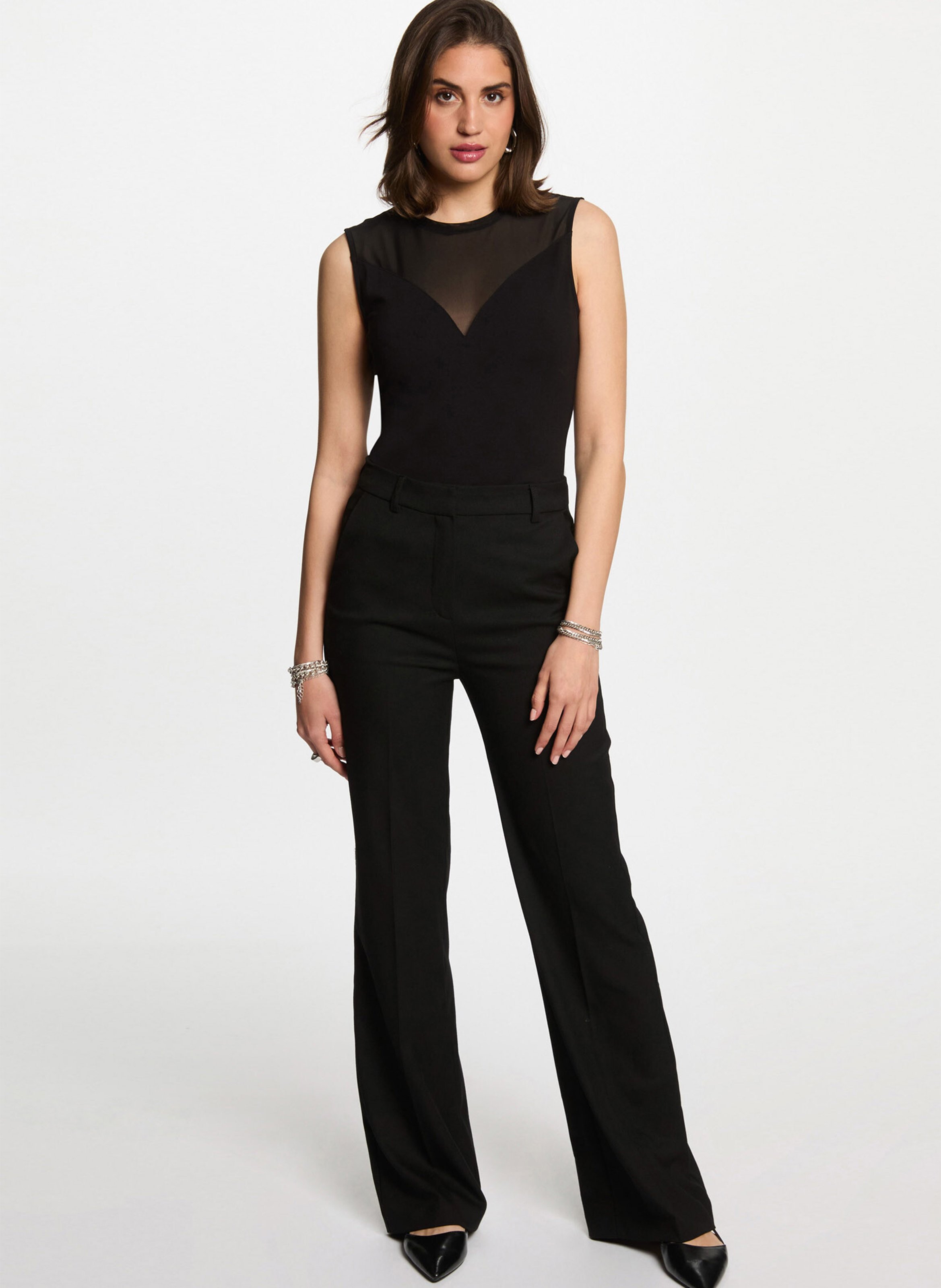 Aansluitende top met ronde hals MORGAN Zwart