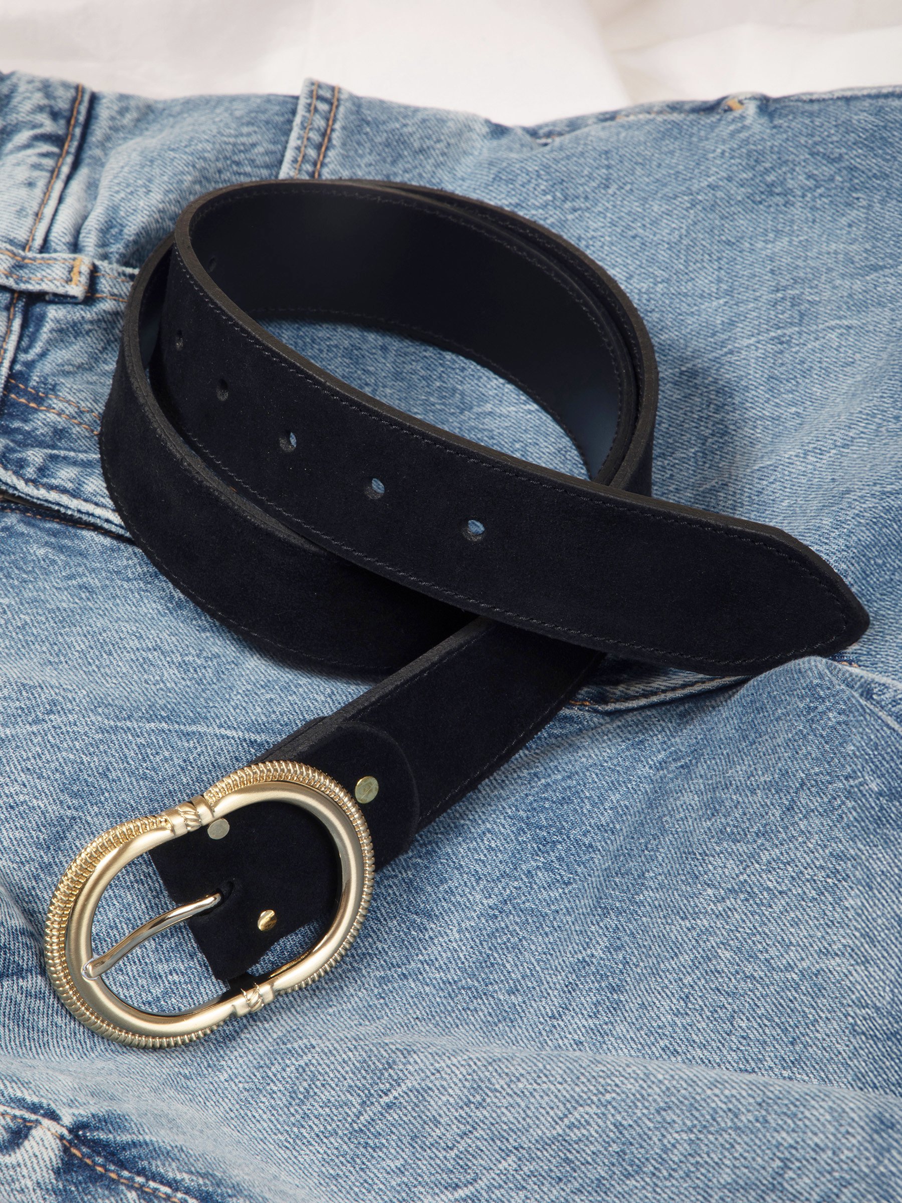 Ceinture honfleur cuir daim JULES & JENN Noir