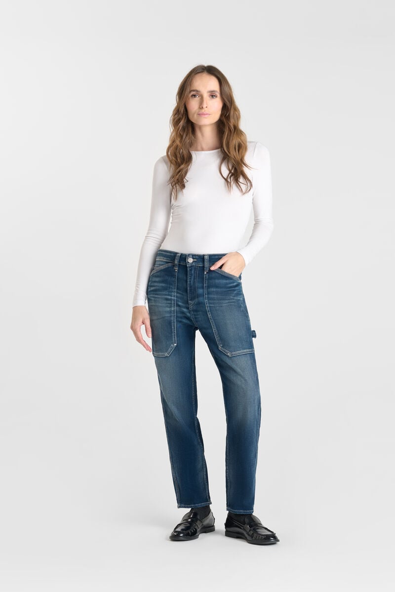 Loose jeans, large girlfriend high waist, 7/8 length LE TEMPS DES CERISES Blue