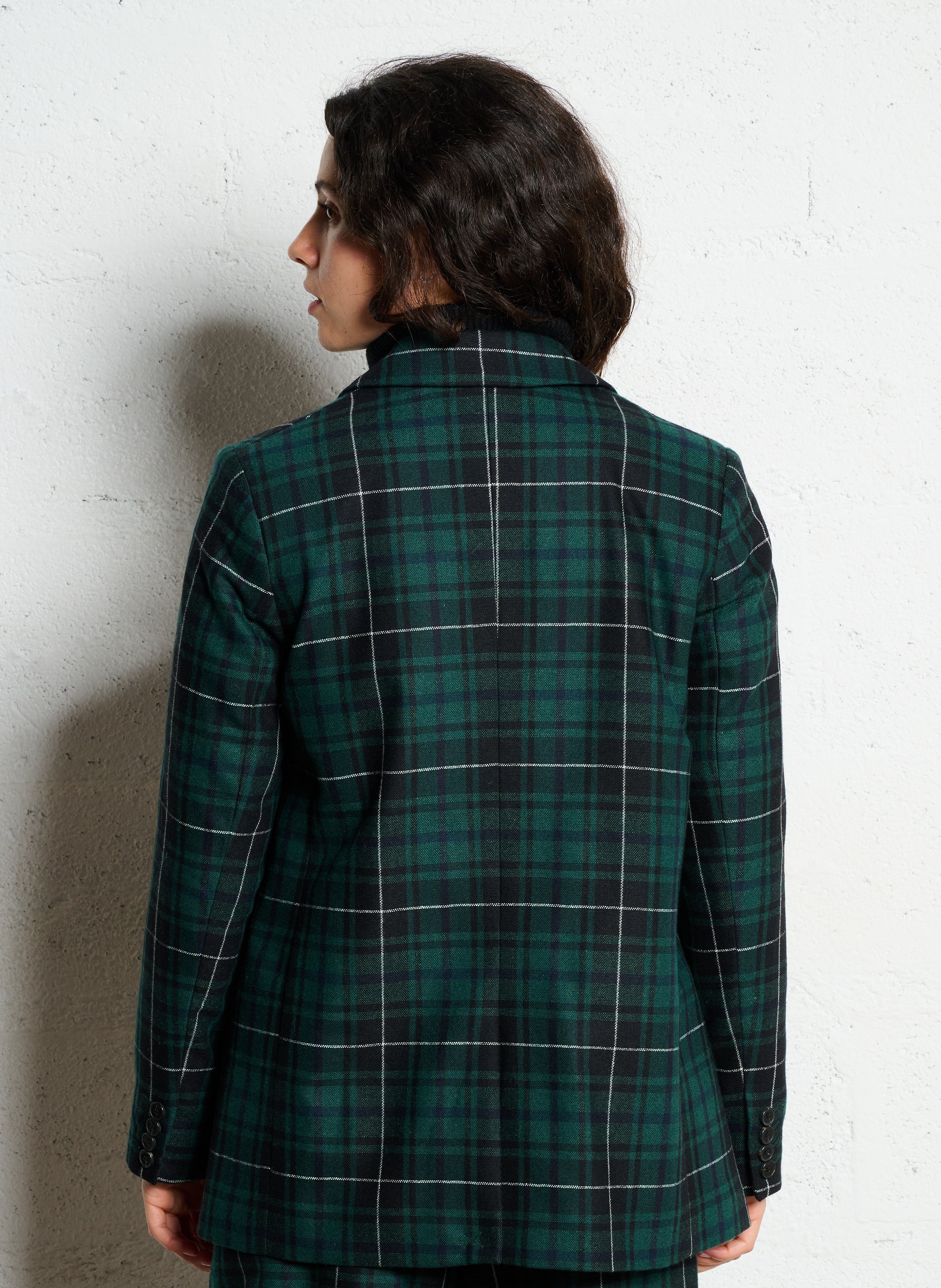Fitted checkered blazer jacket IKKS Green