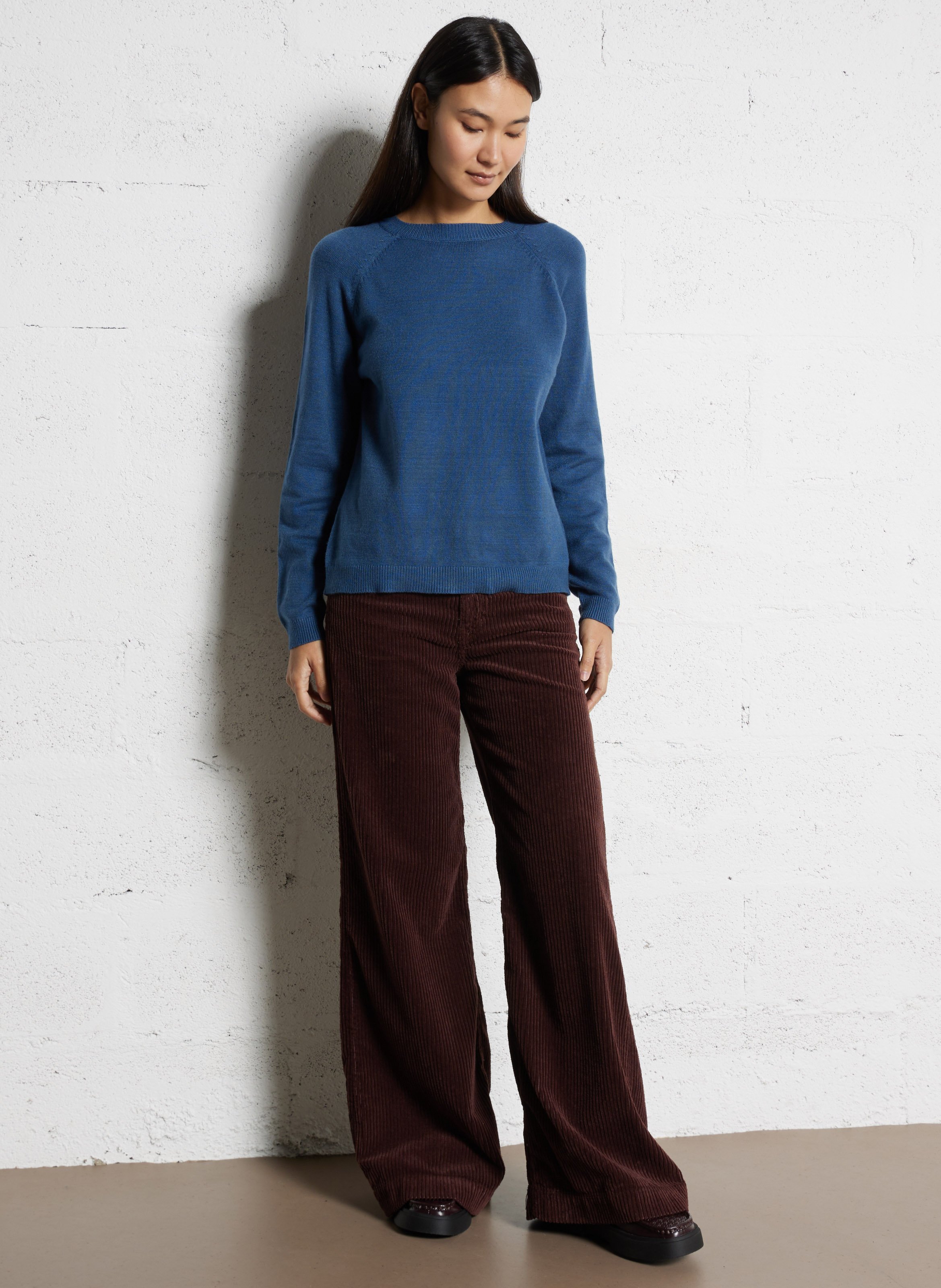 Wide ribbed cotton trousers ACQUAVERDE Brown