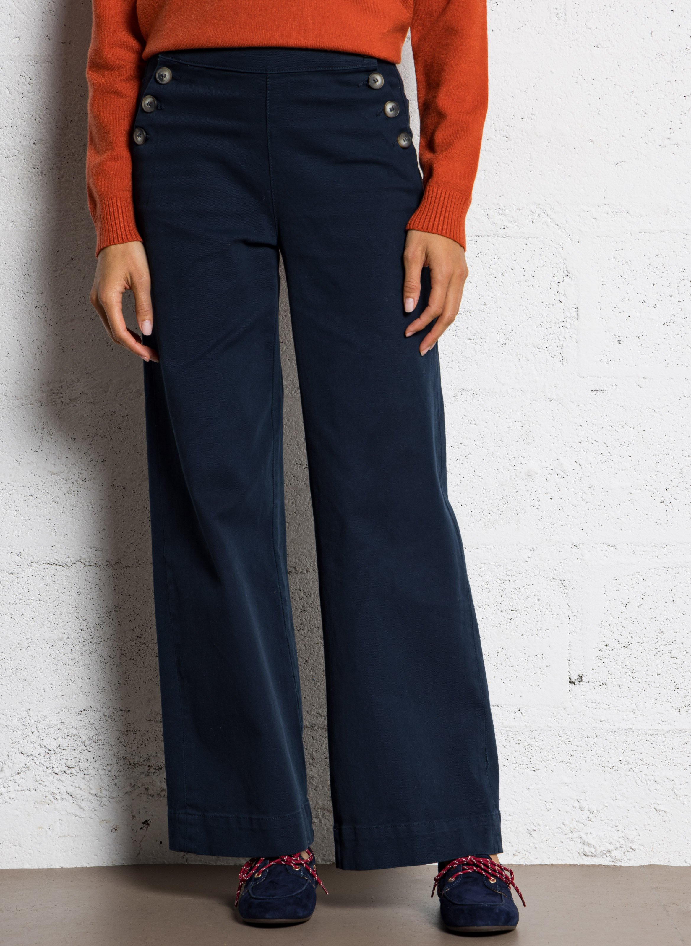 Pantalon large en coton mélangé SUD EXPRESS Bleu