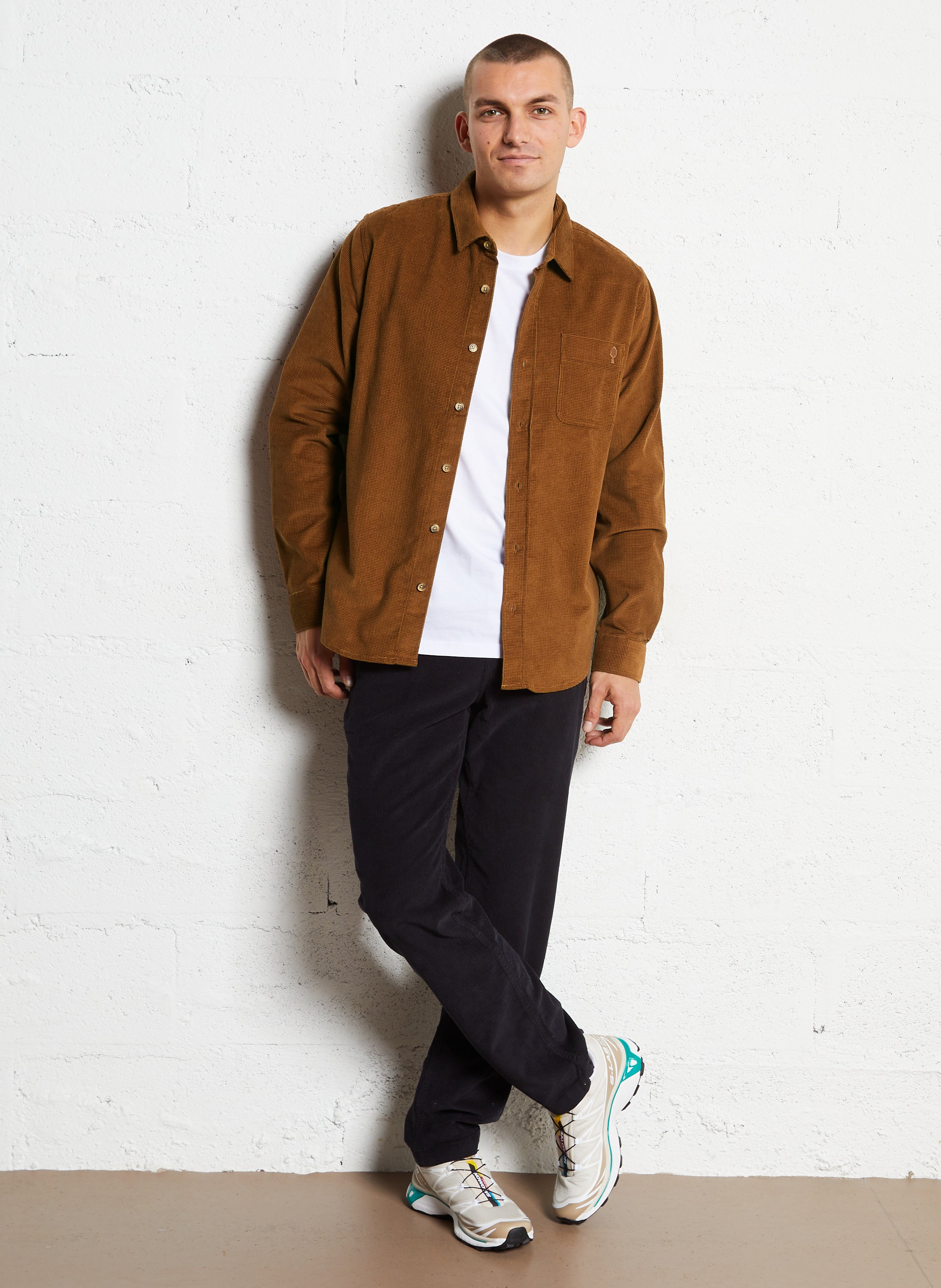 Surchemise col classique en coton FAGUO Marron