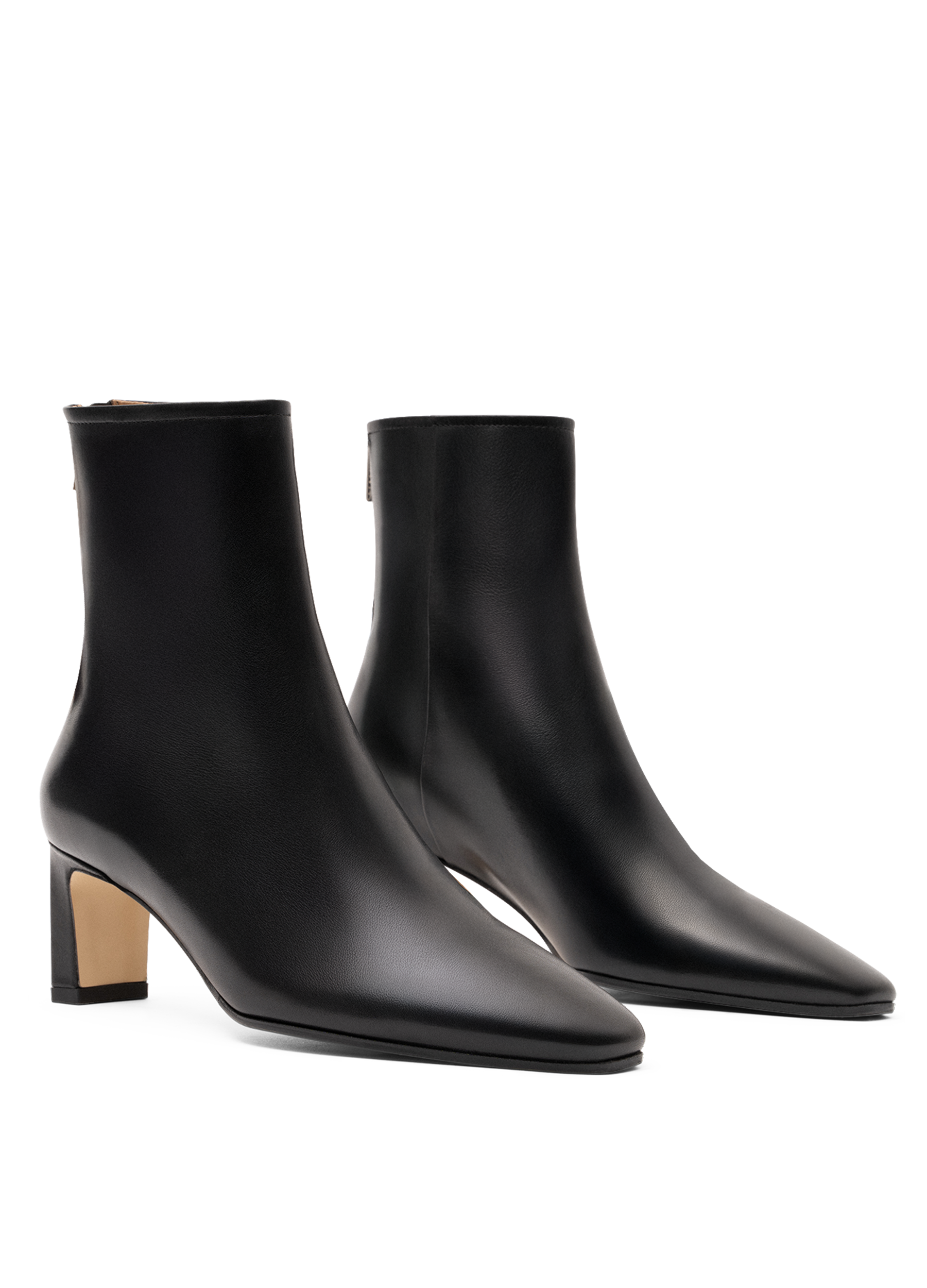 Smooth black calf leather ankle boots PARALLELE PARIS Black