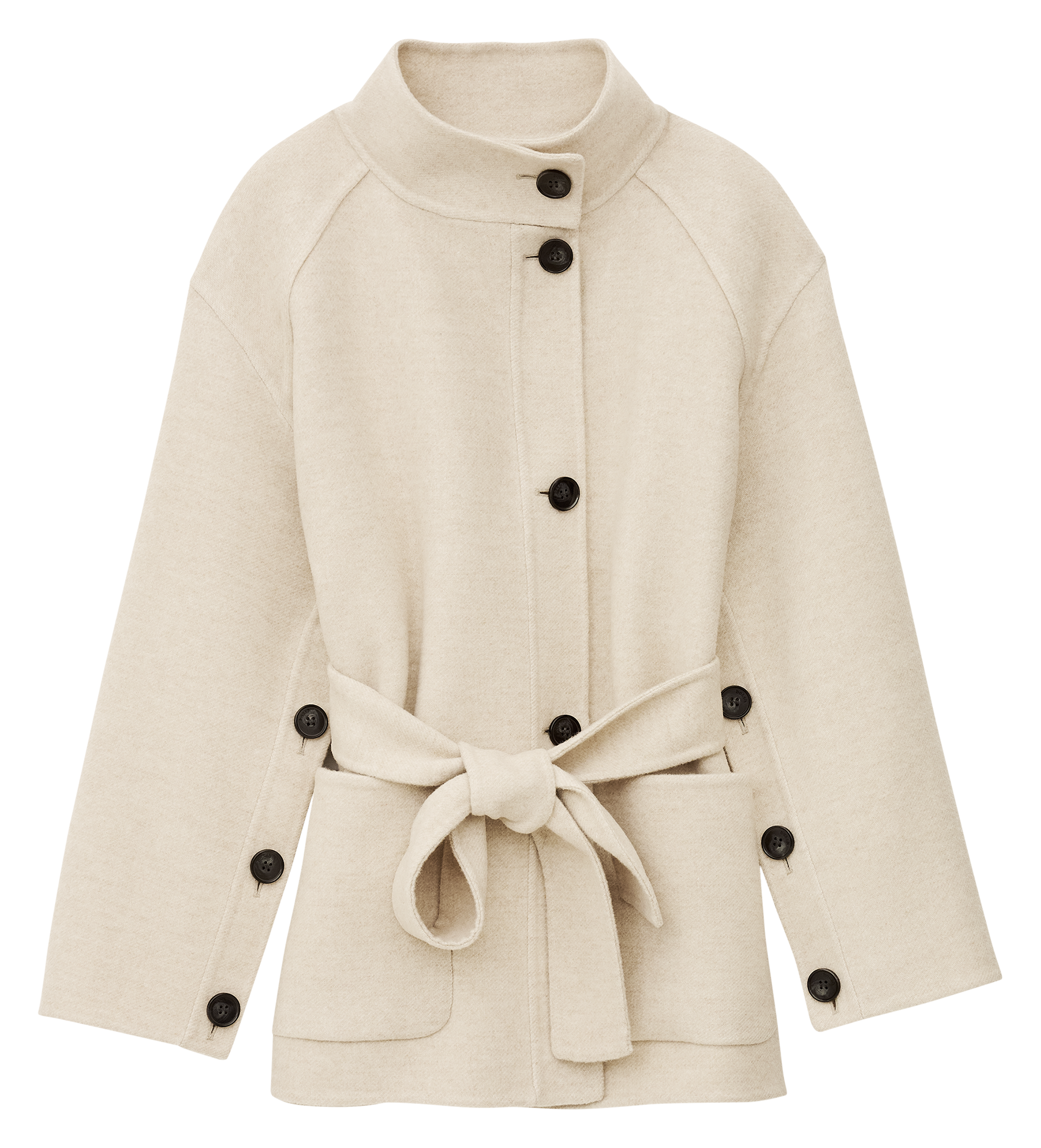 High-neck wool coat BA&SH Beige