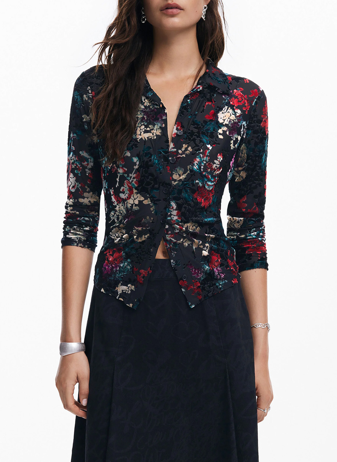 Fluid printed shirt DESIGUAL Black