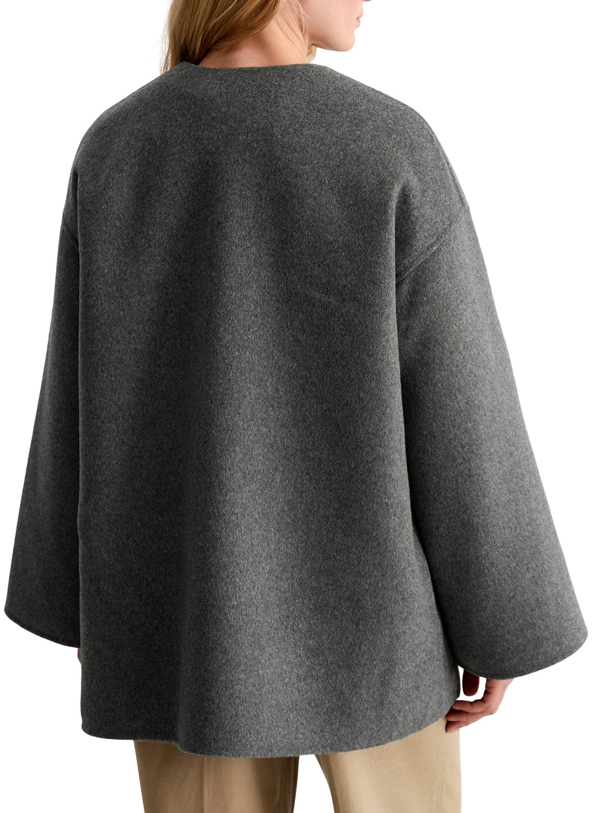 Oversized round neck wool blend coat MARC O'POLO Grey