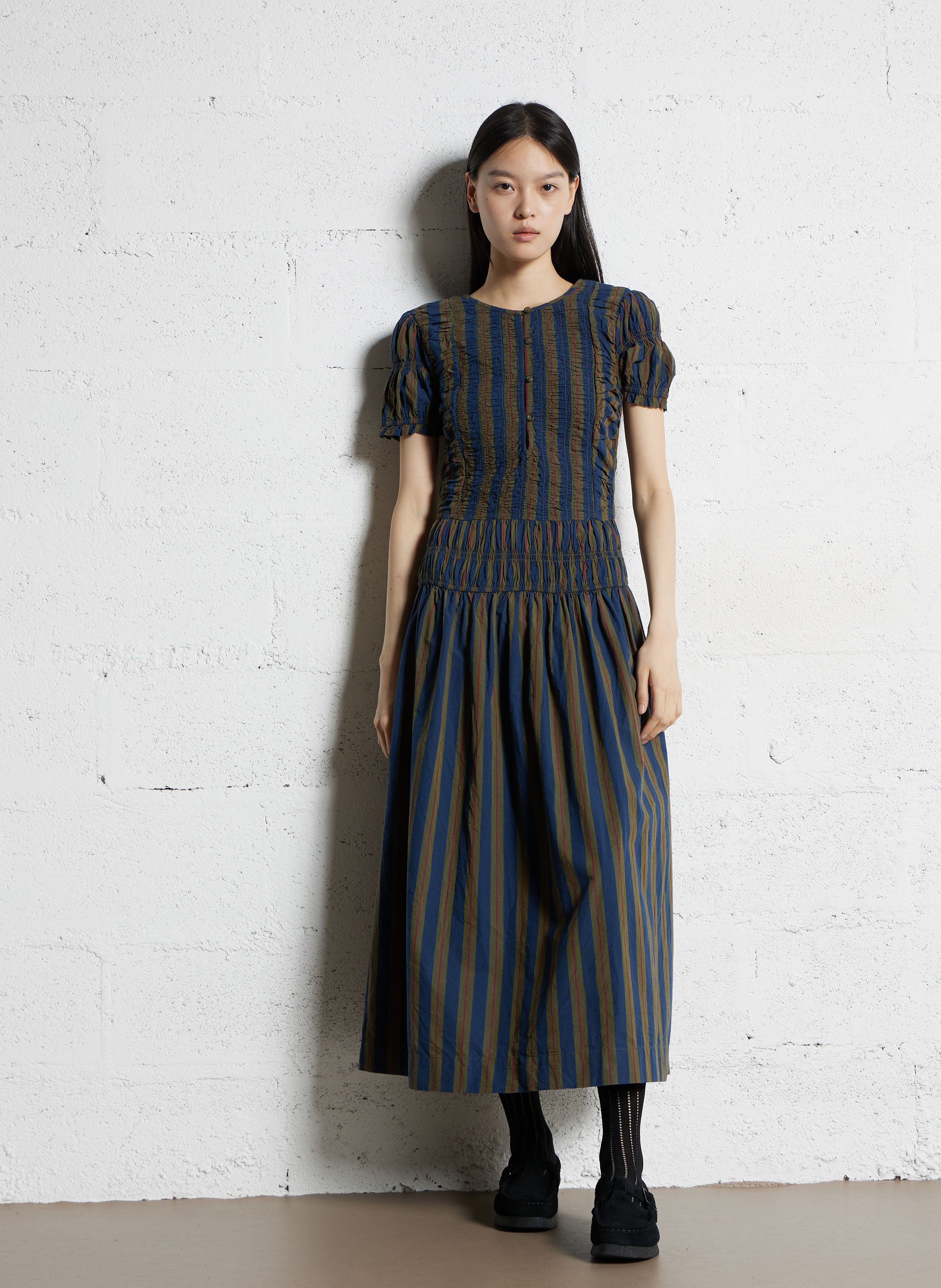 Robe longue col  rond en coton bio DAMSON MADDER Multicolore