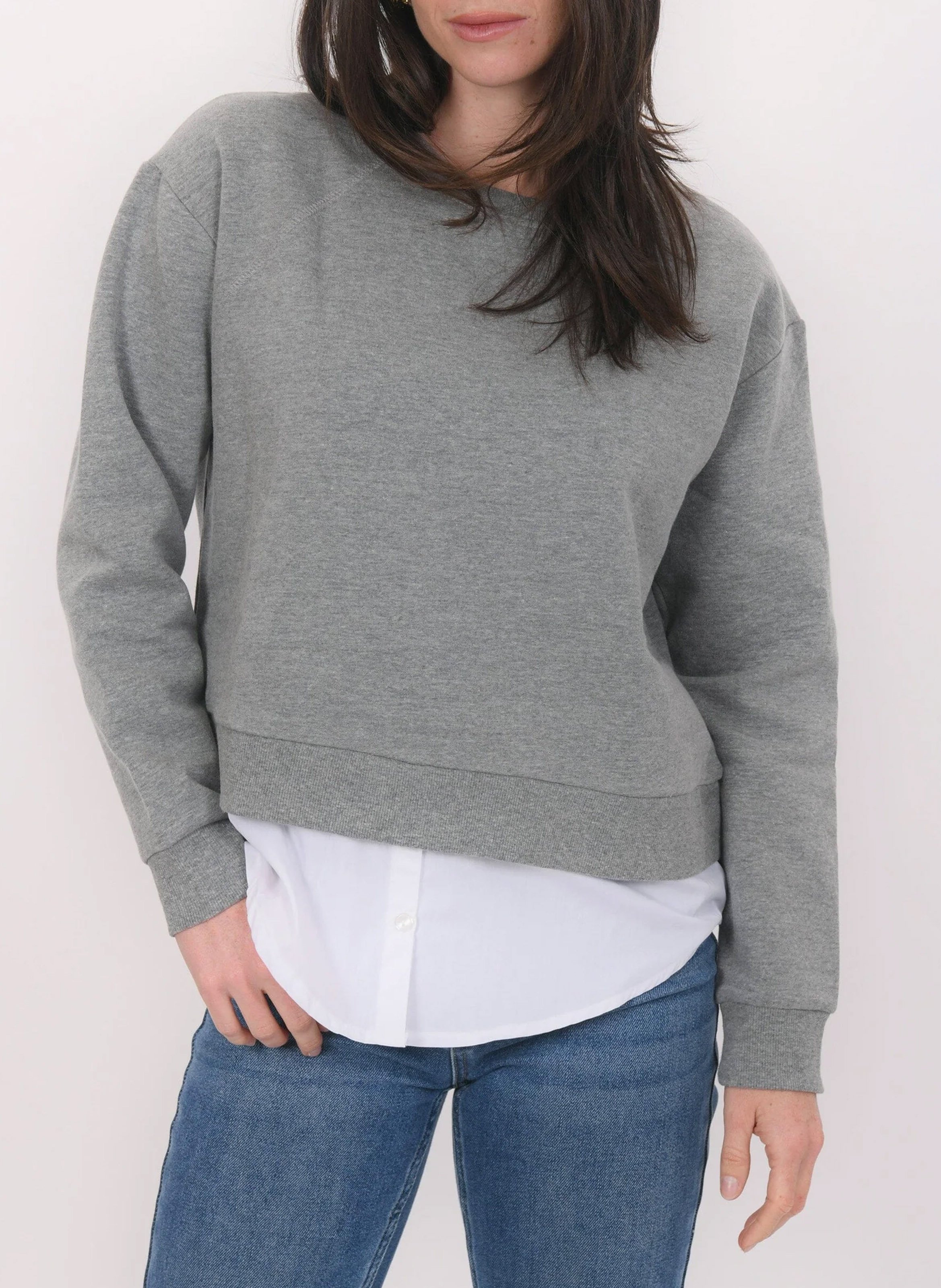 Sweat droit avec superposition chemise KOOKAI Gris