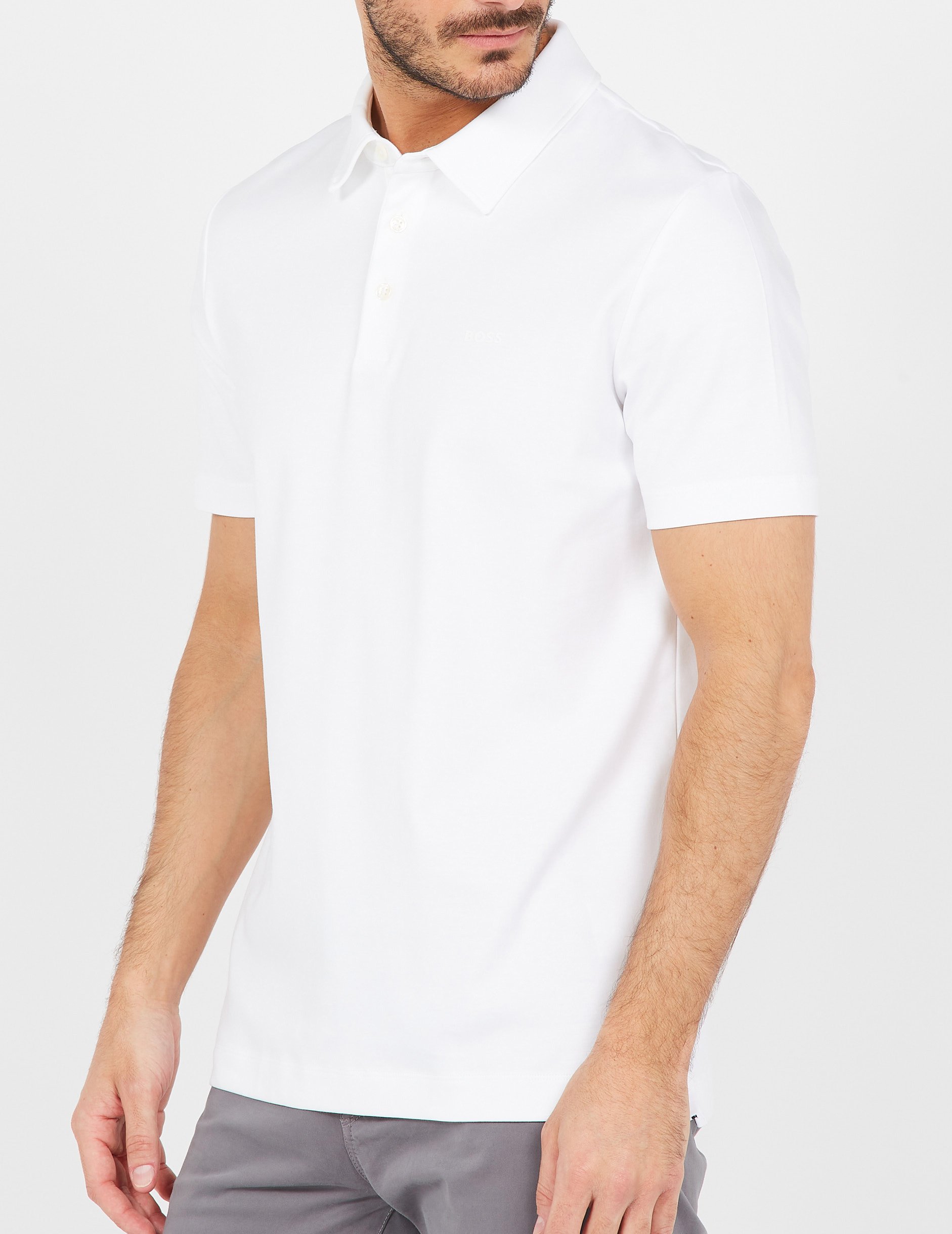Slim-fit cotton polo shirt BOSS White