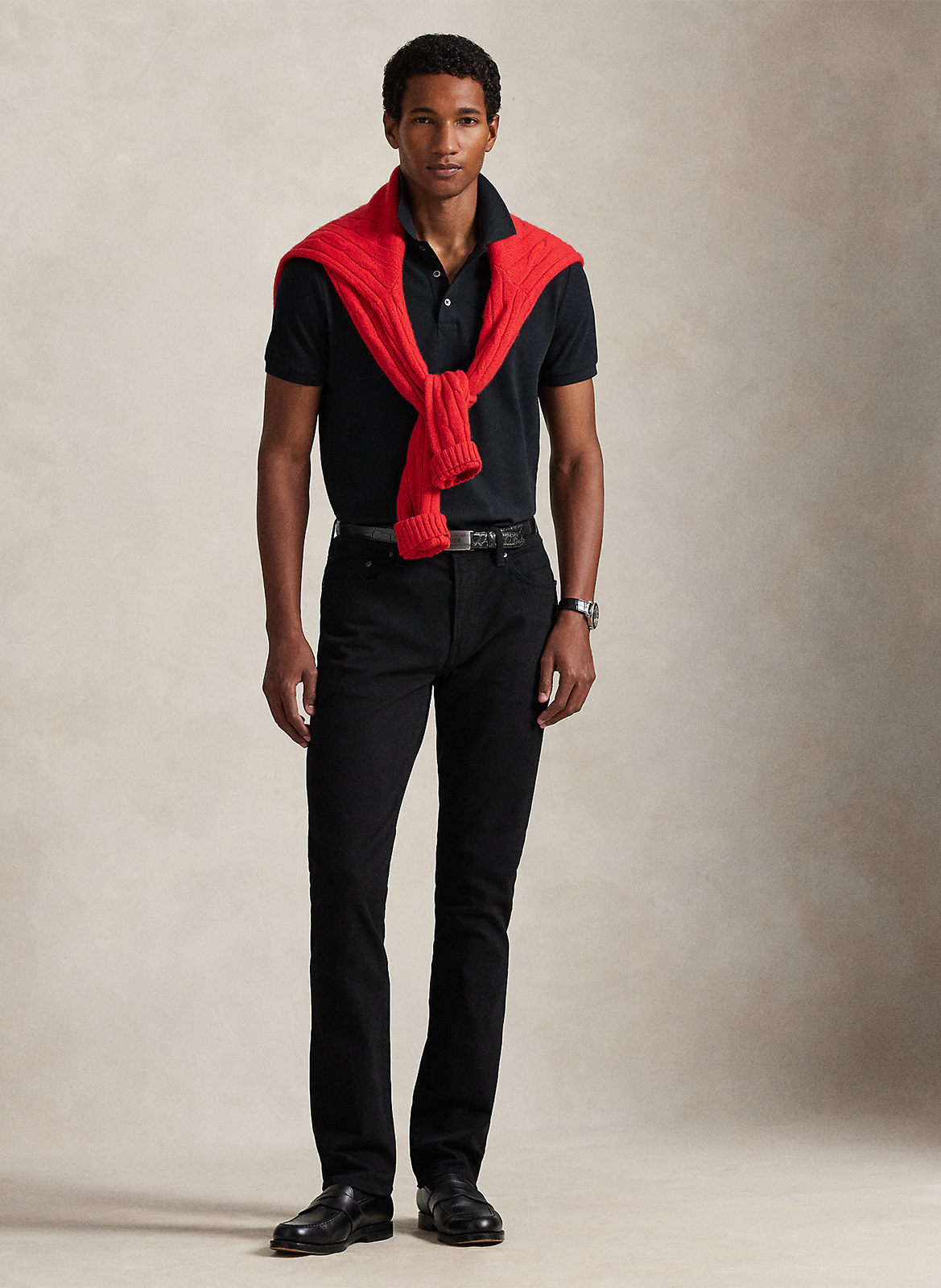 Slim-fit cotton-blend polo shirt POLO RALPH LAUREN Black