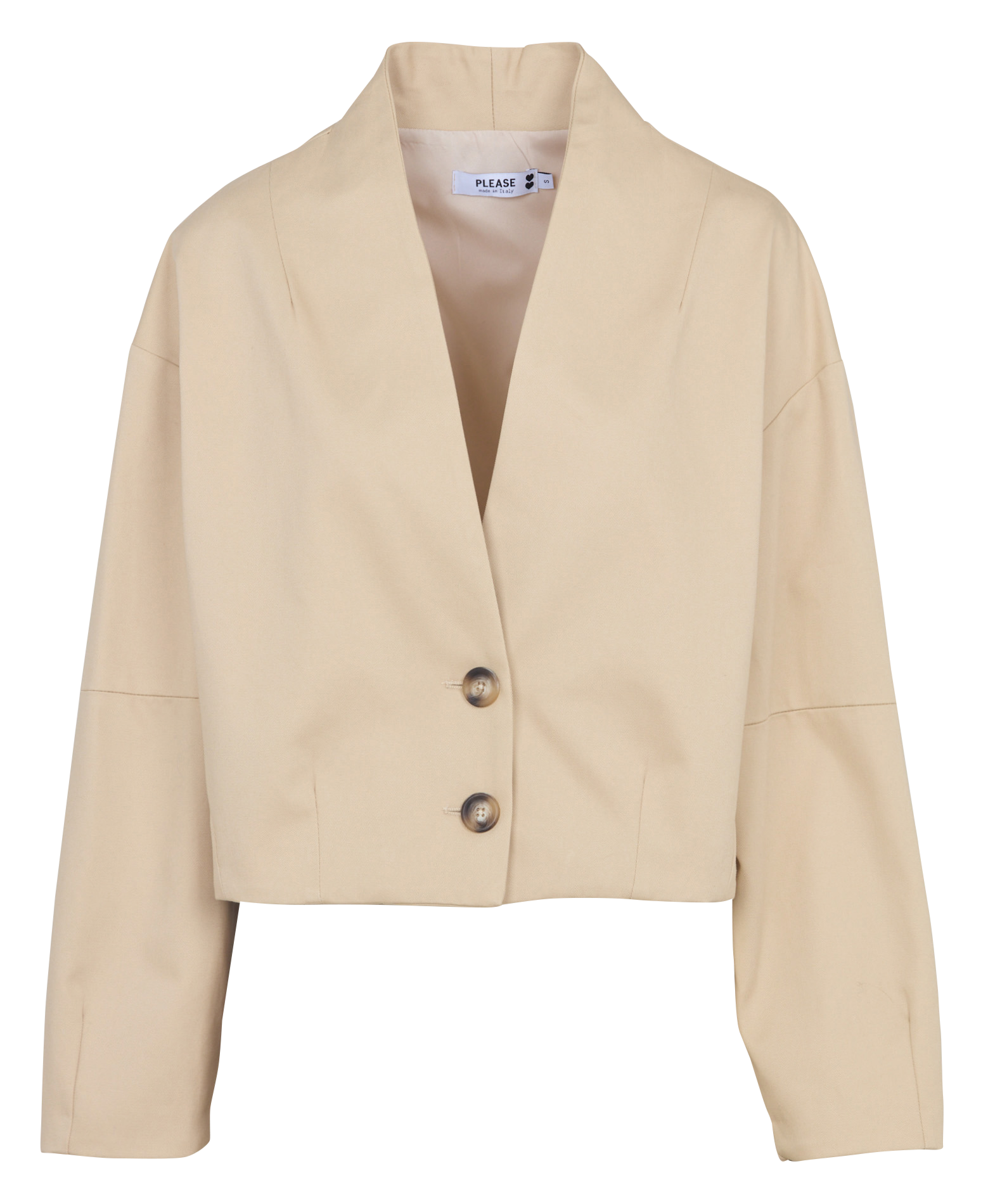 Blouson col V en coton PLEASE Marron