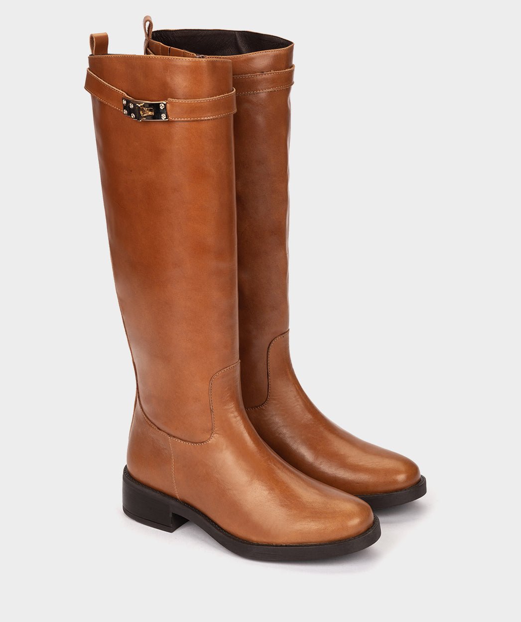 Brown leather boots with buckle. PEDRO MIRALLES Brown