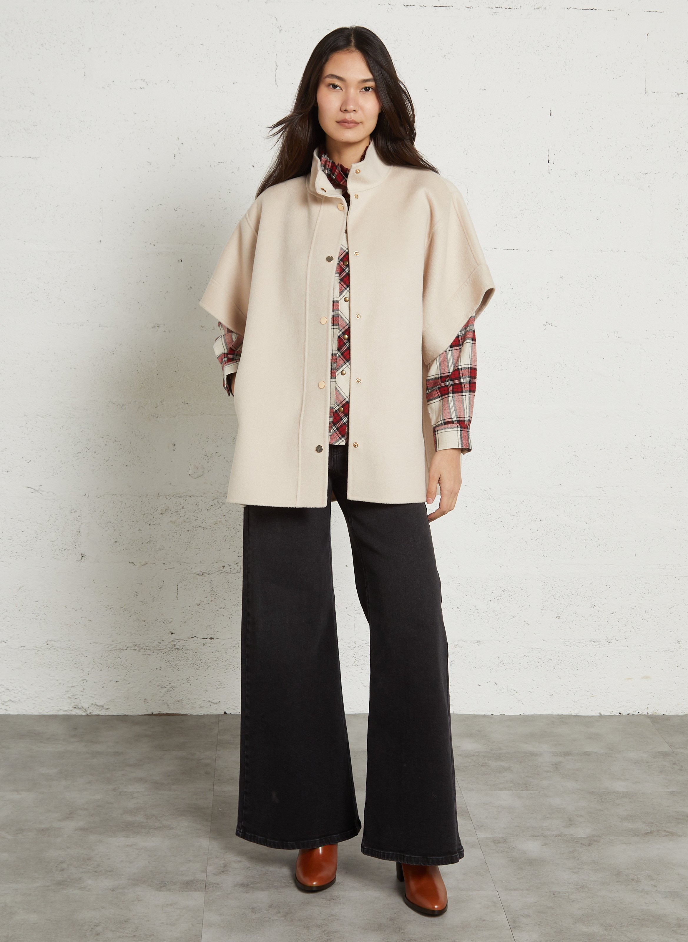 Veste col montant en laine mélangée MAISON 123 Blanc