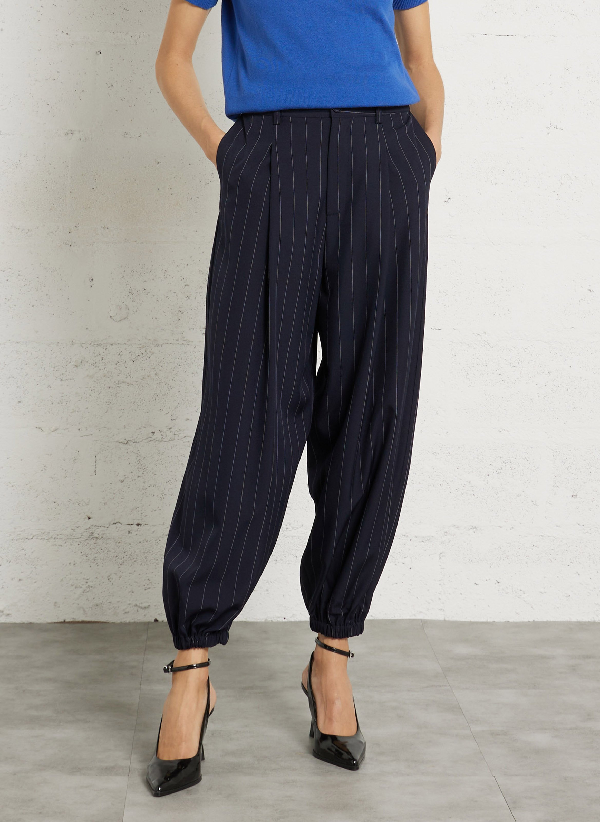 Pantalon droit rayé PLEASE Blue