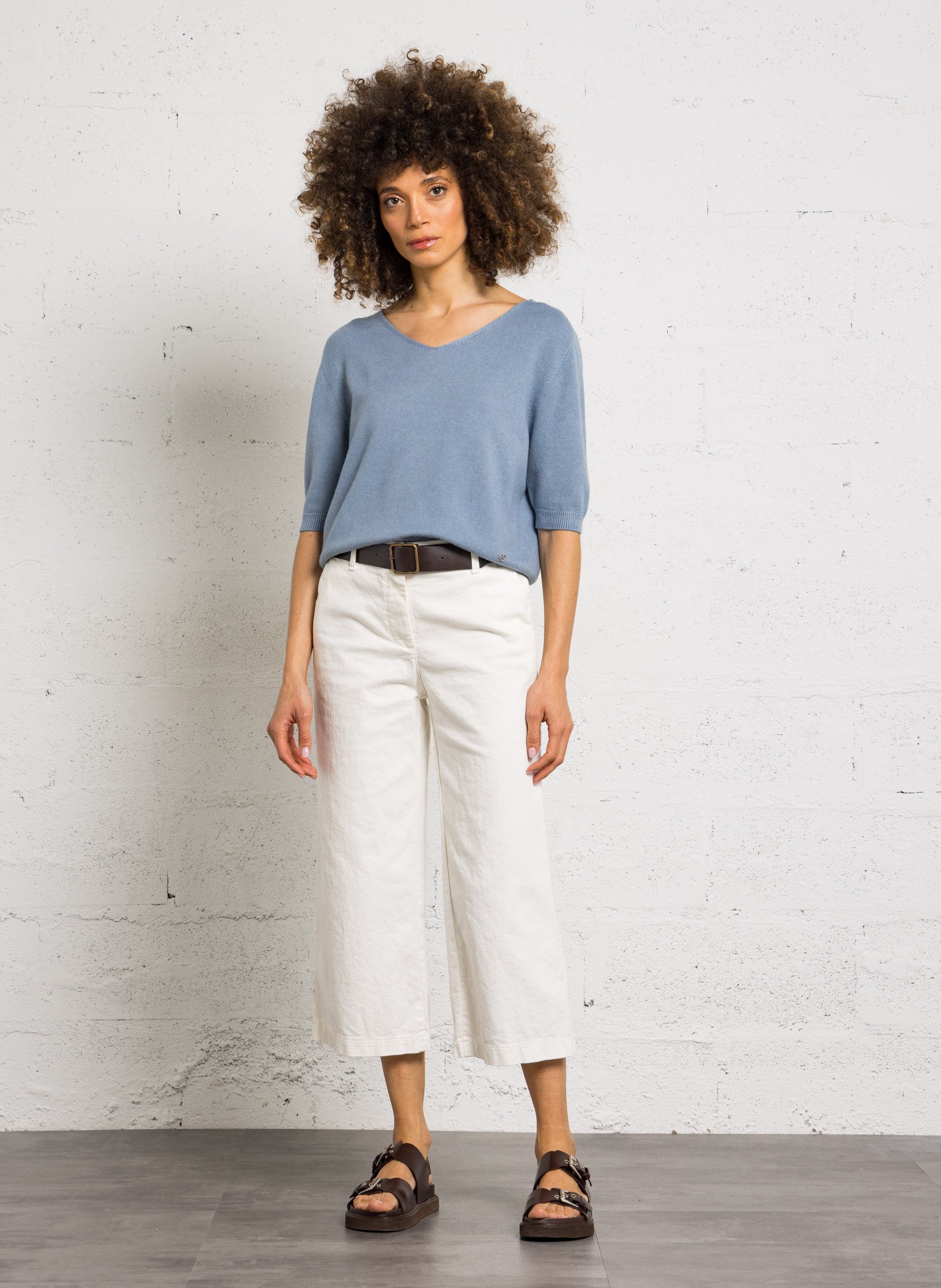 Oversized V-neck sweater PLEASE Blue