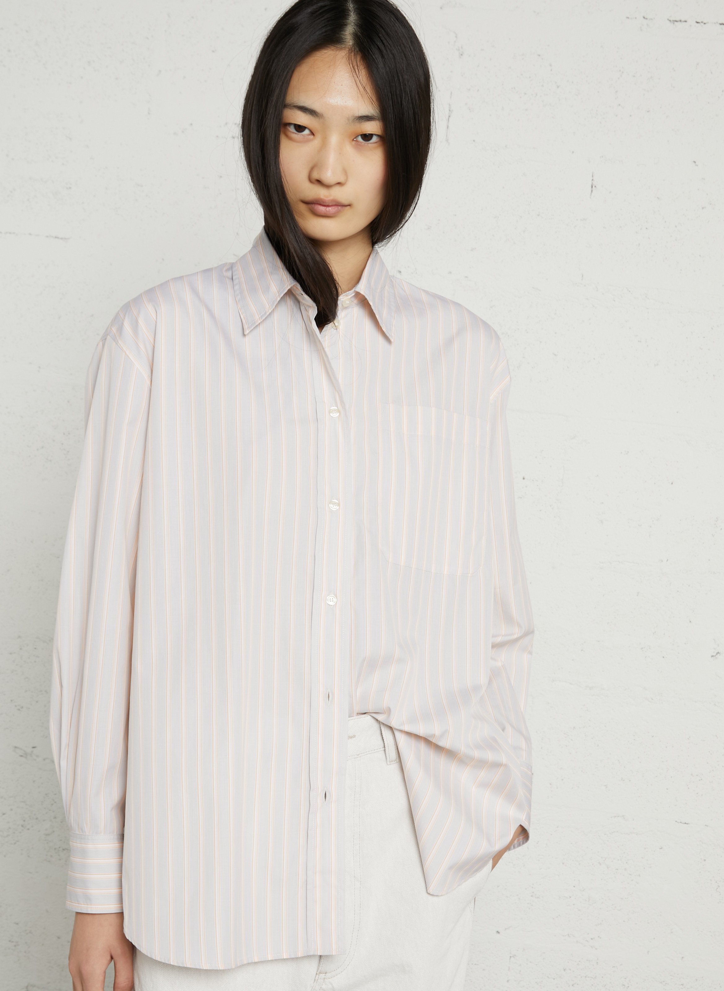 Gestreifte Bluse mit klassischem Kragen SOEUR Orange