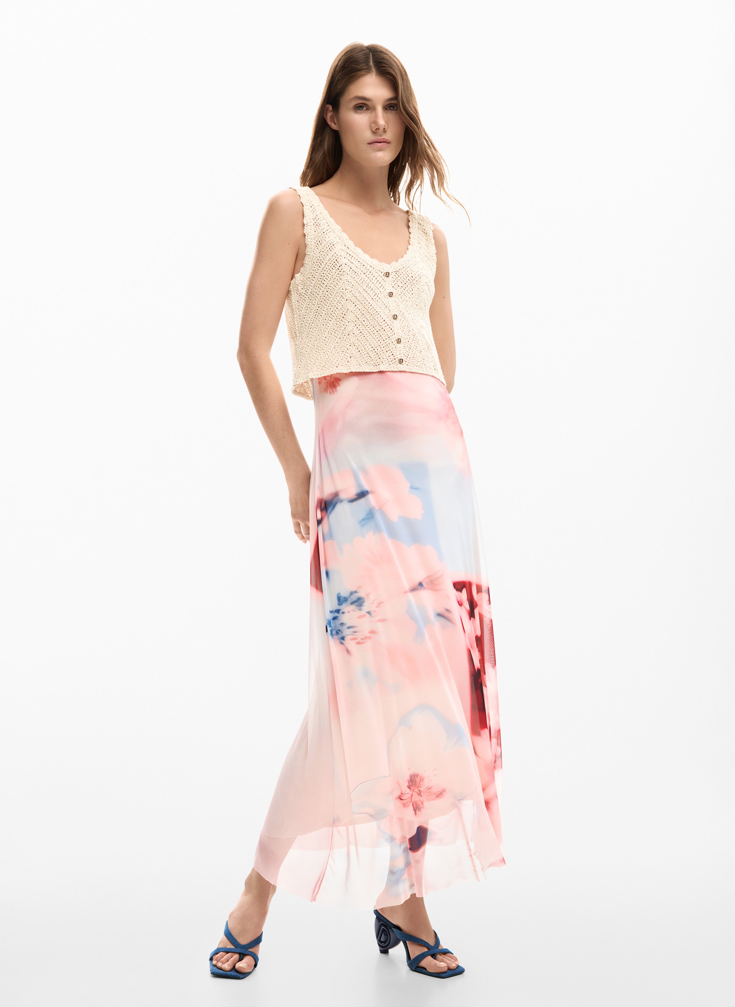 Halflange jurk met ronde hals DESIGUAL Rood