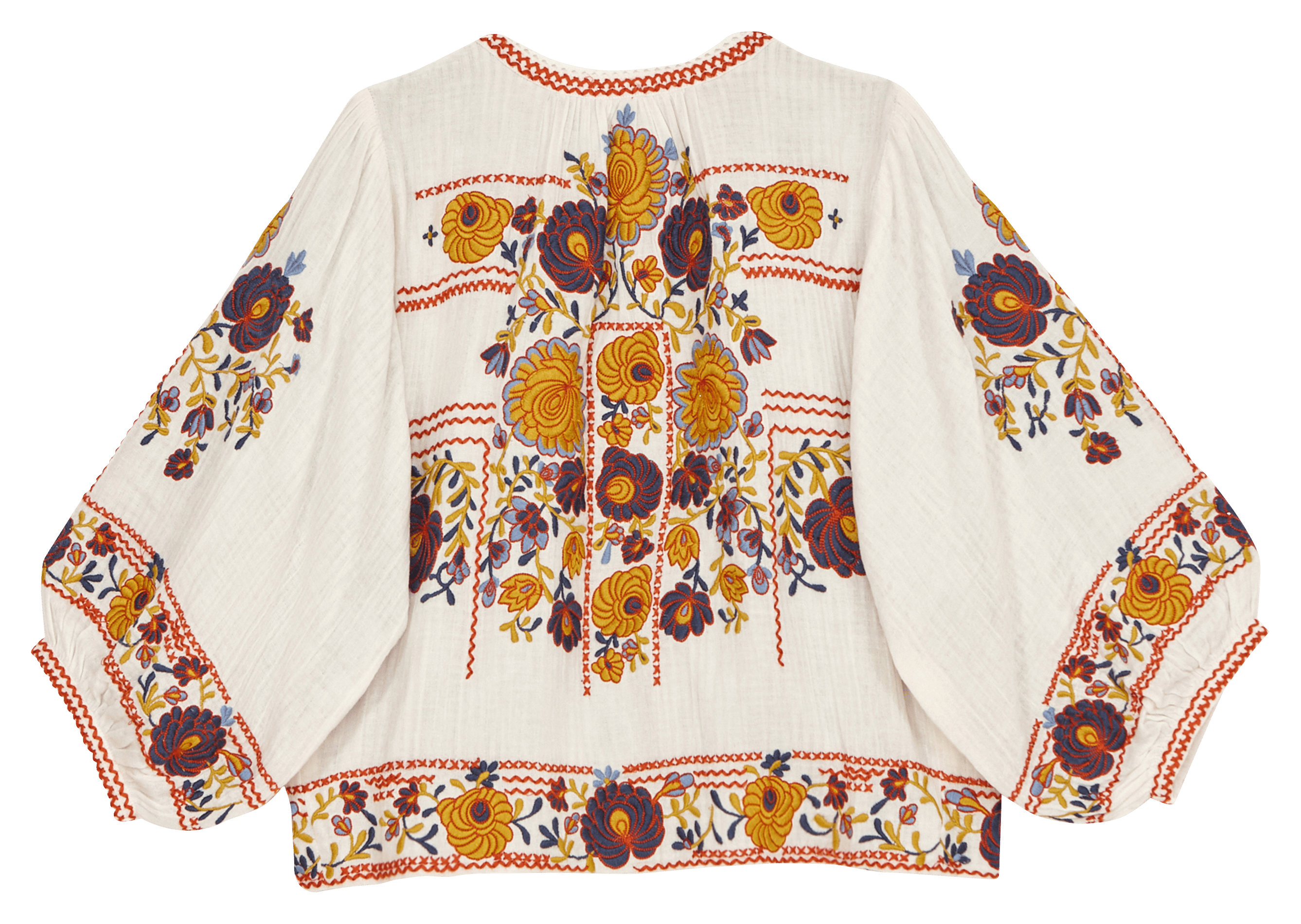 Veste oversize col rond en coton brodé M.A.B.E Blanc