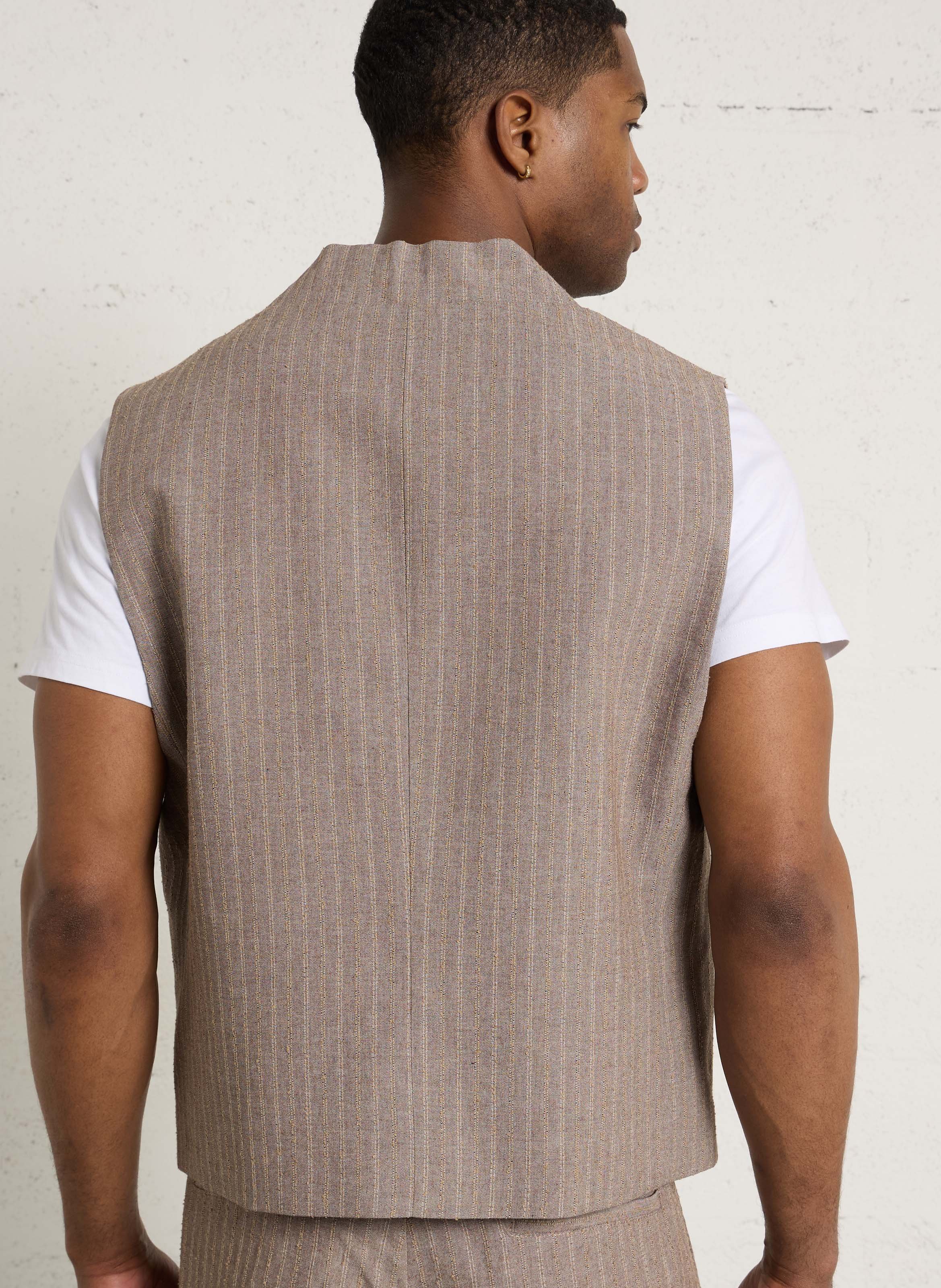 Sleeveless striped blazer IMPERIAL Brown