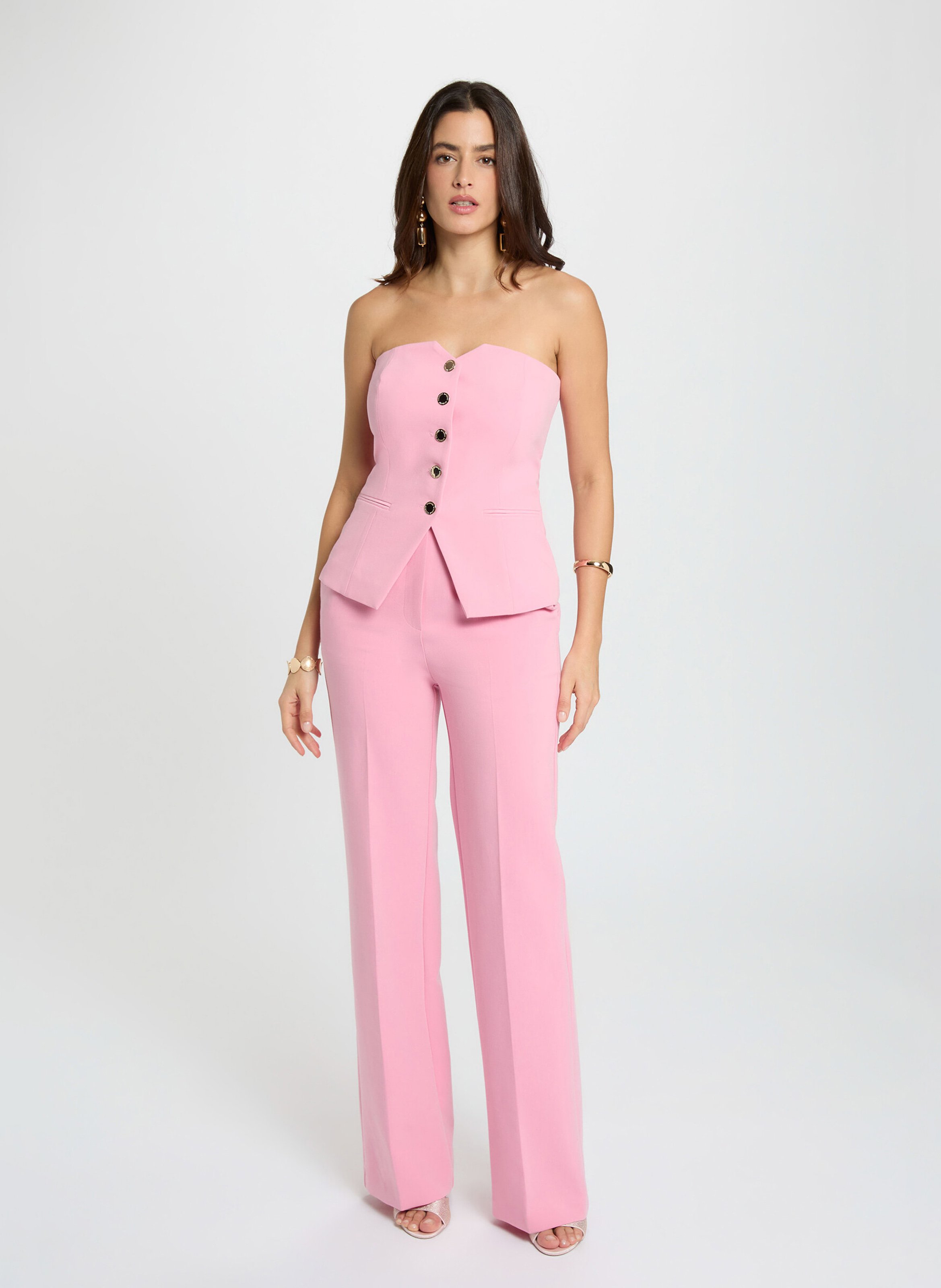 Top bustier boutonné MORGAN Rose