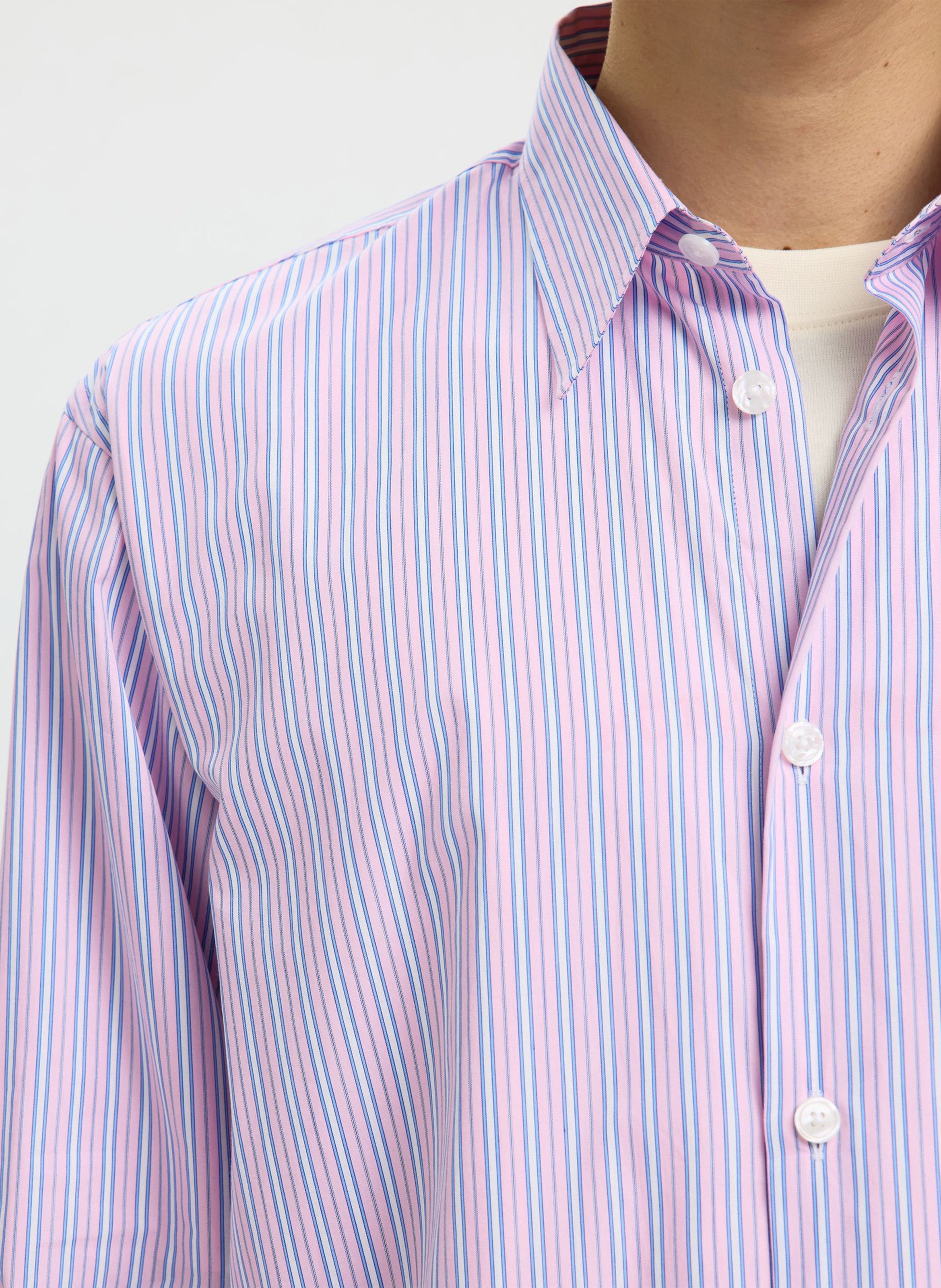 Chemise col classique à rayures SELECTED Rose