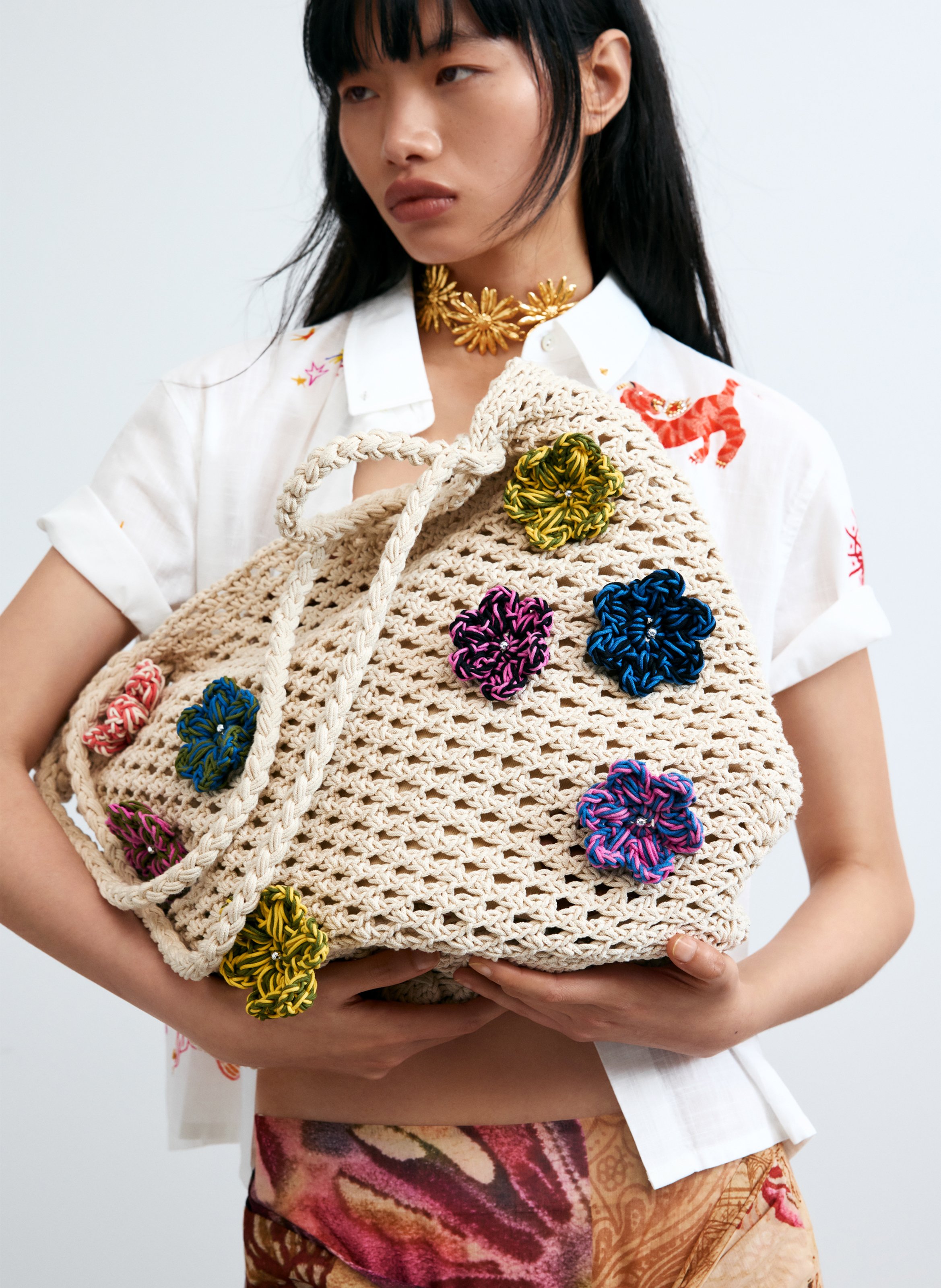 Crochet Shoulder Bag DESIGUAL Multicolored