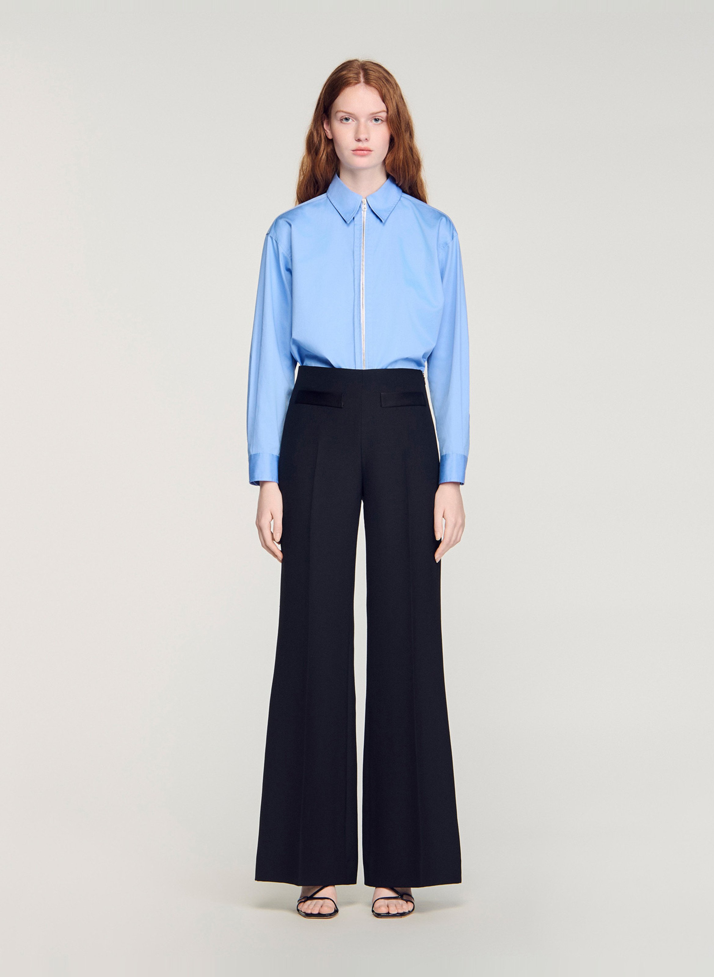 High-waisted flared pants SANDRO Black