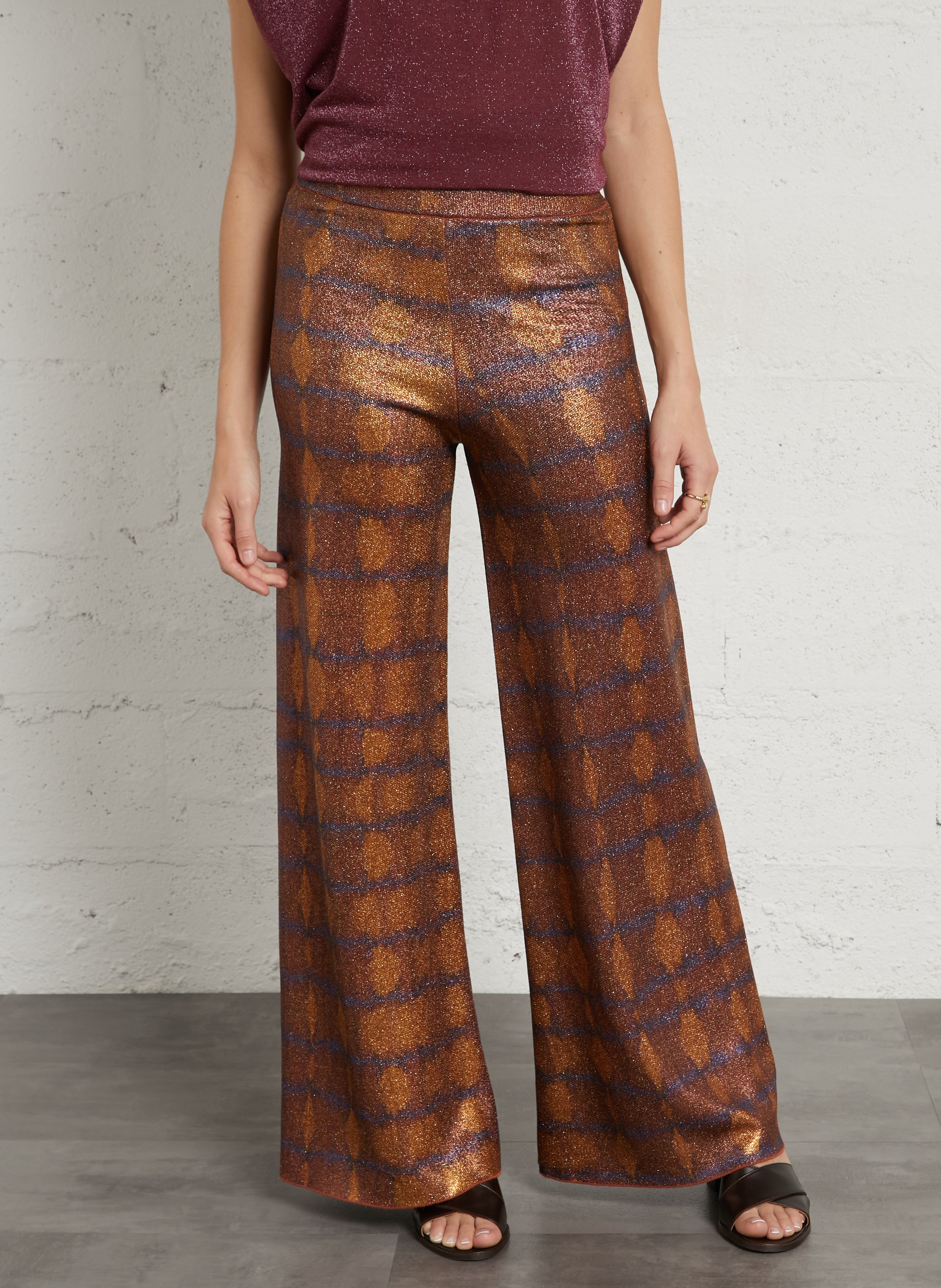 Pantalon droit imprimé MOMONI Marron