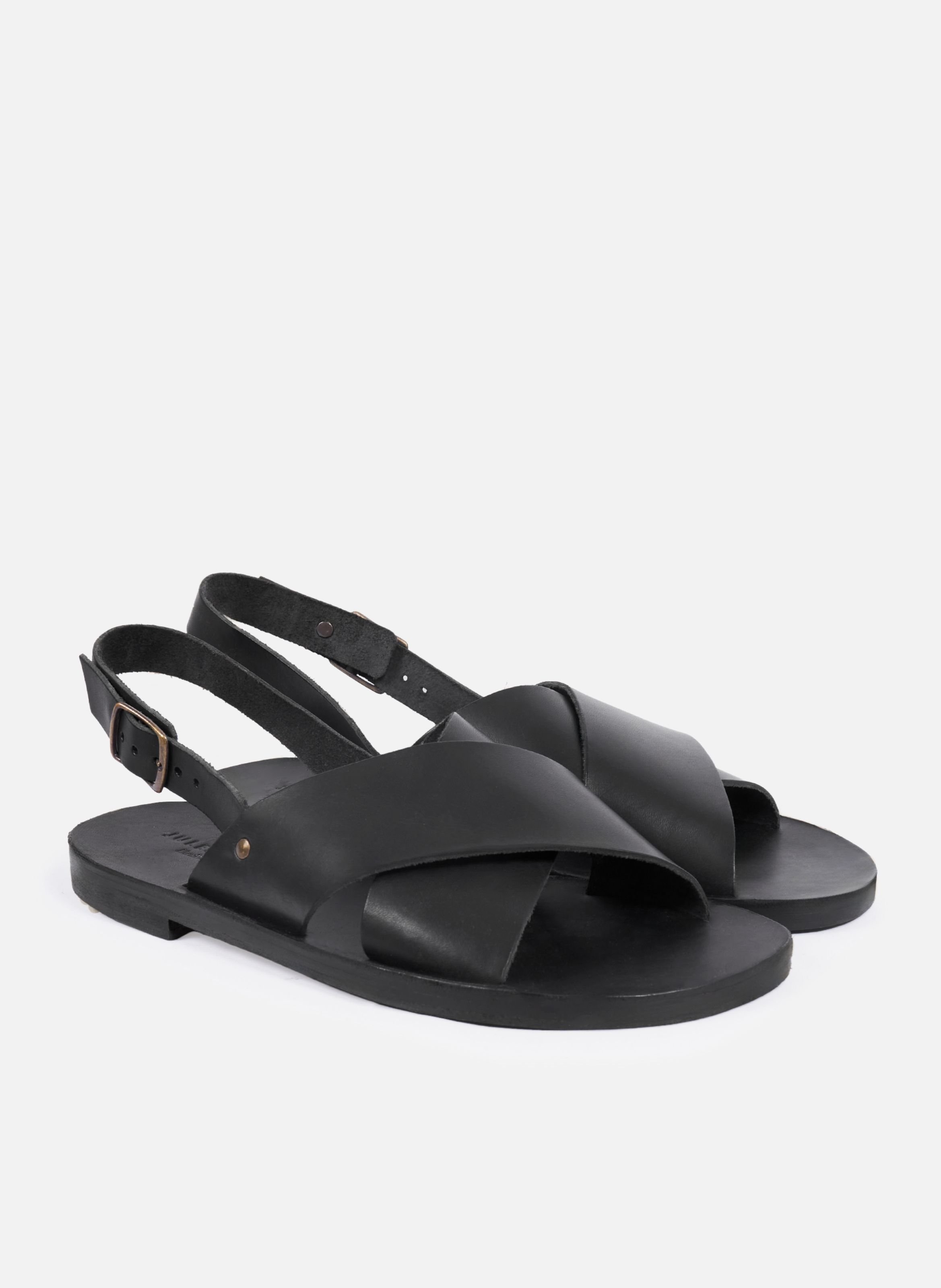 Enzo smooth leather sandals JULES & JENN Black