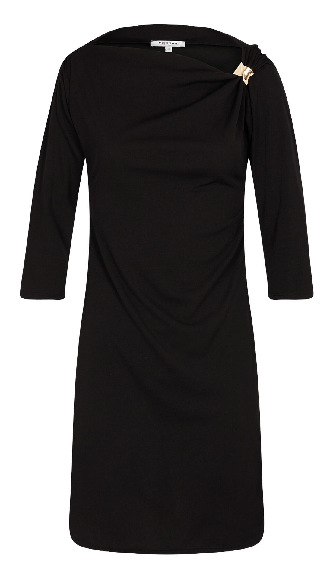 Gerade Kleid mit 3/4 Ärmeln in Einfarbig MORGAN Schwarz