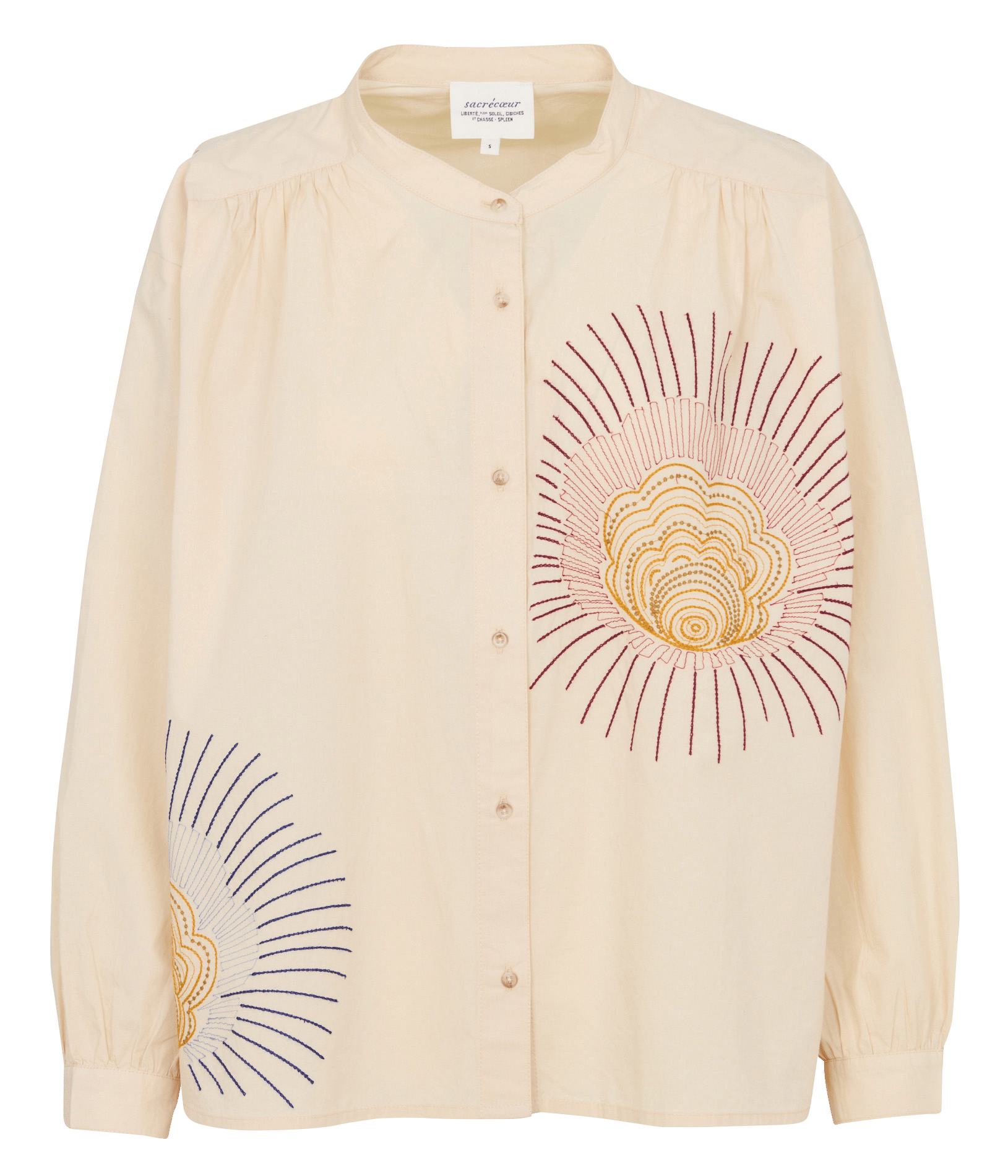 Gerade geschnittene Bluse aus Bio-Baumwolle mit Rundhalskragen und Print SACRECOEUR