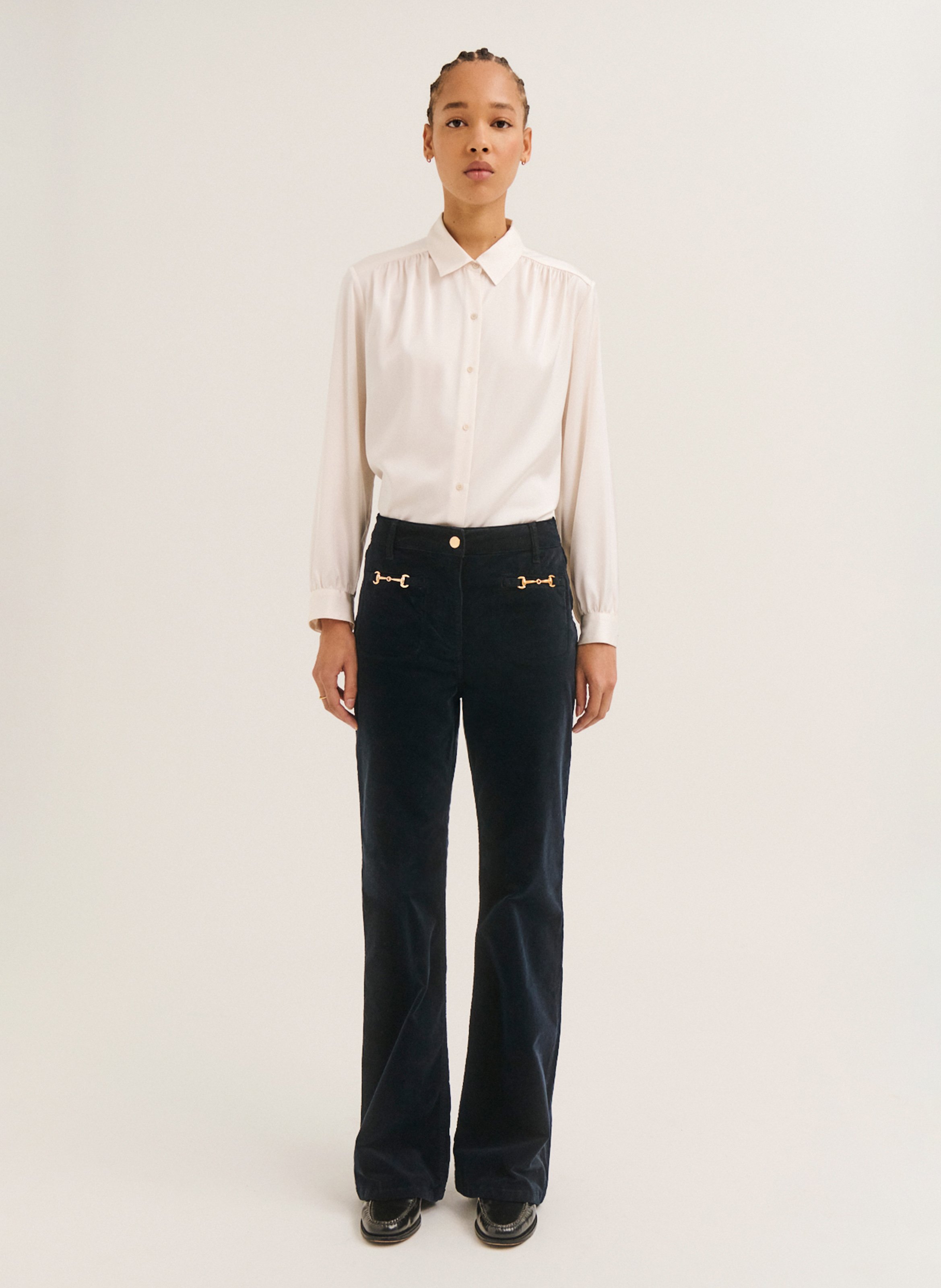 Pantalon bootcut en coton mélangé PABLO Bleu
