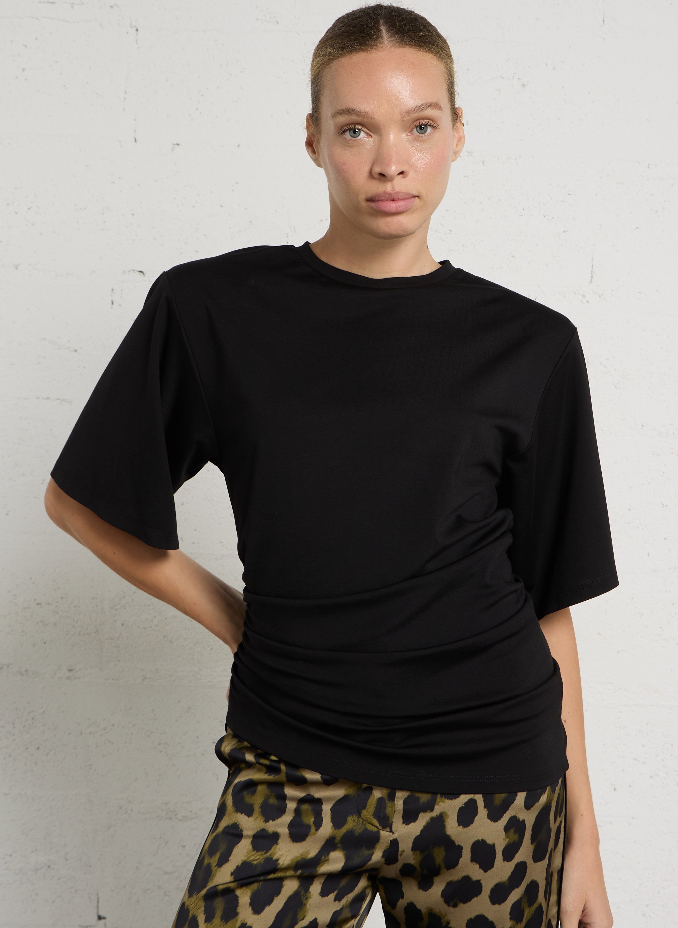T-shirt long manches courtes froncé IMPERIAL Noir