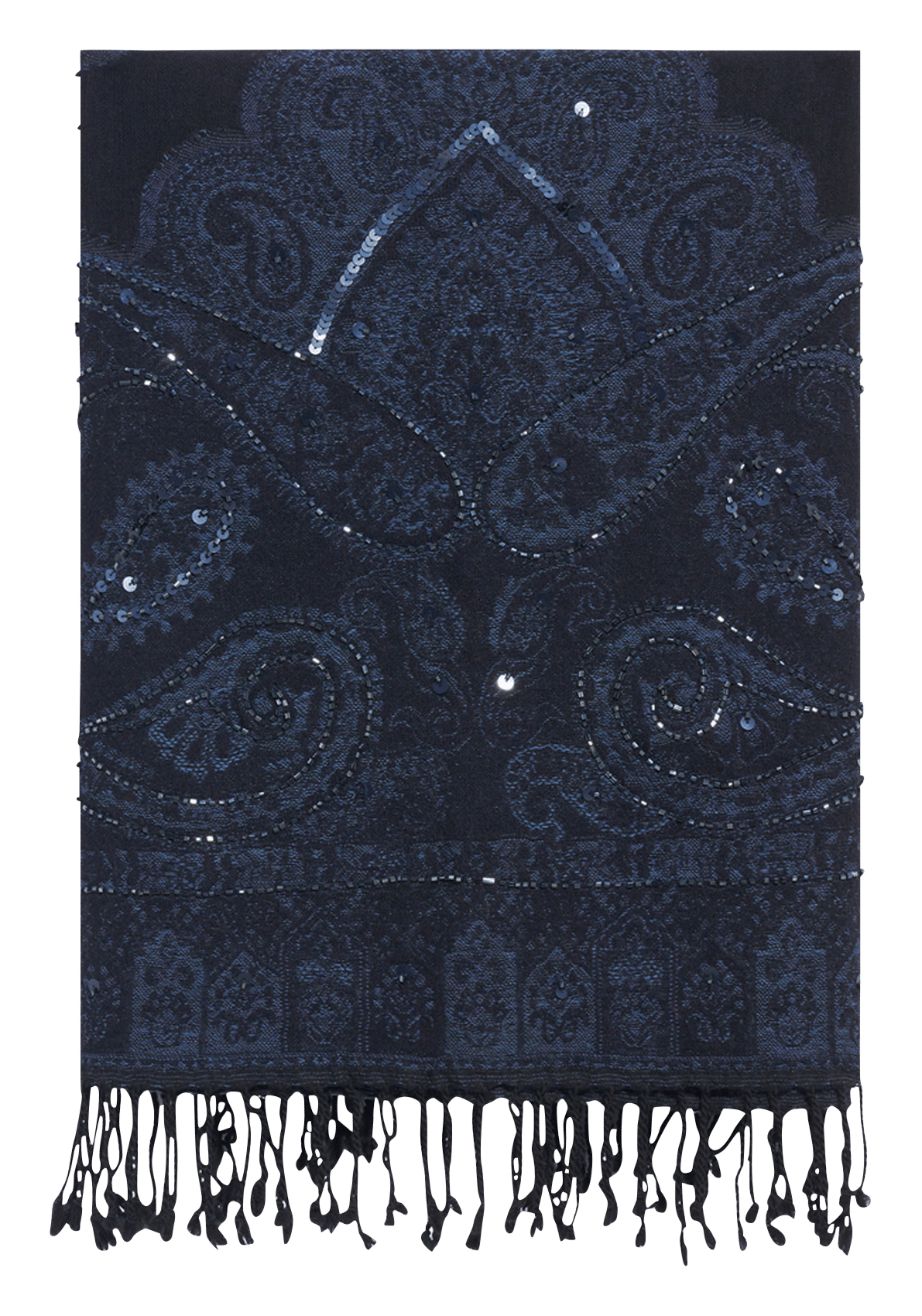 Embroidered wool scarf with fringes GERARD DAREL