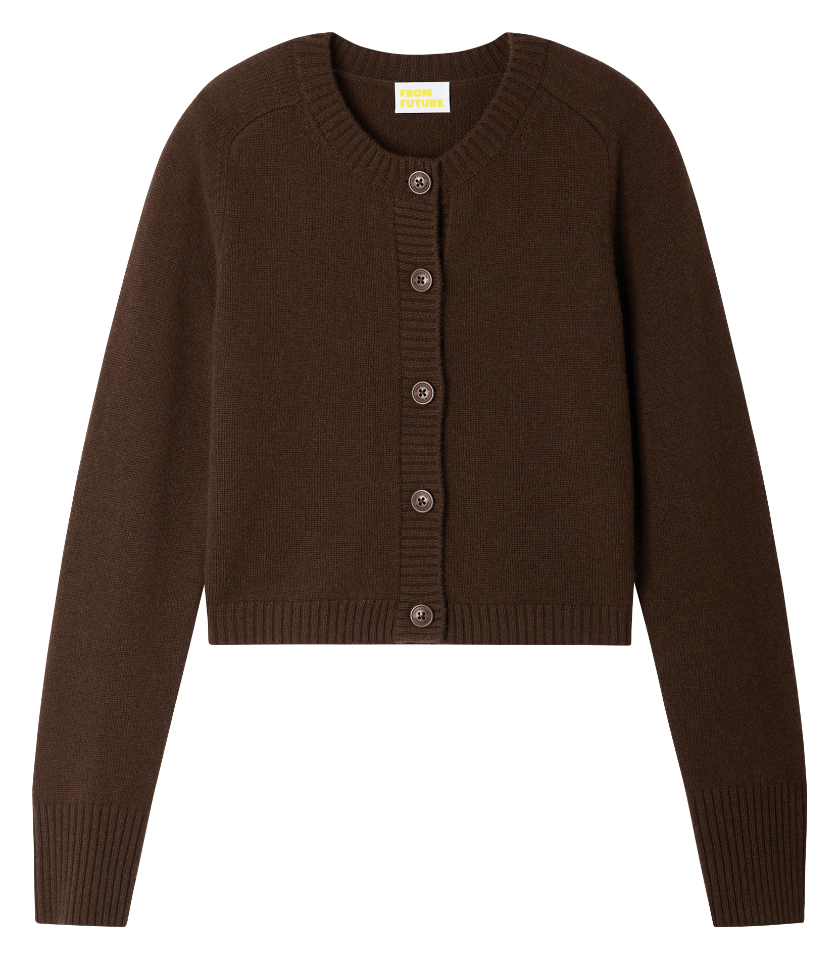 Gilet col rond droit uni en cachemire FROM FUTURE Marron