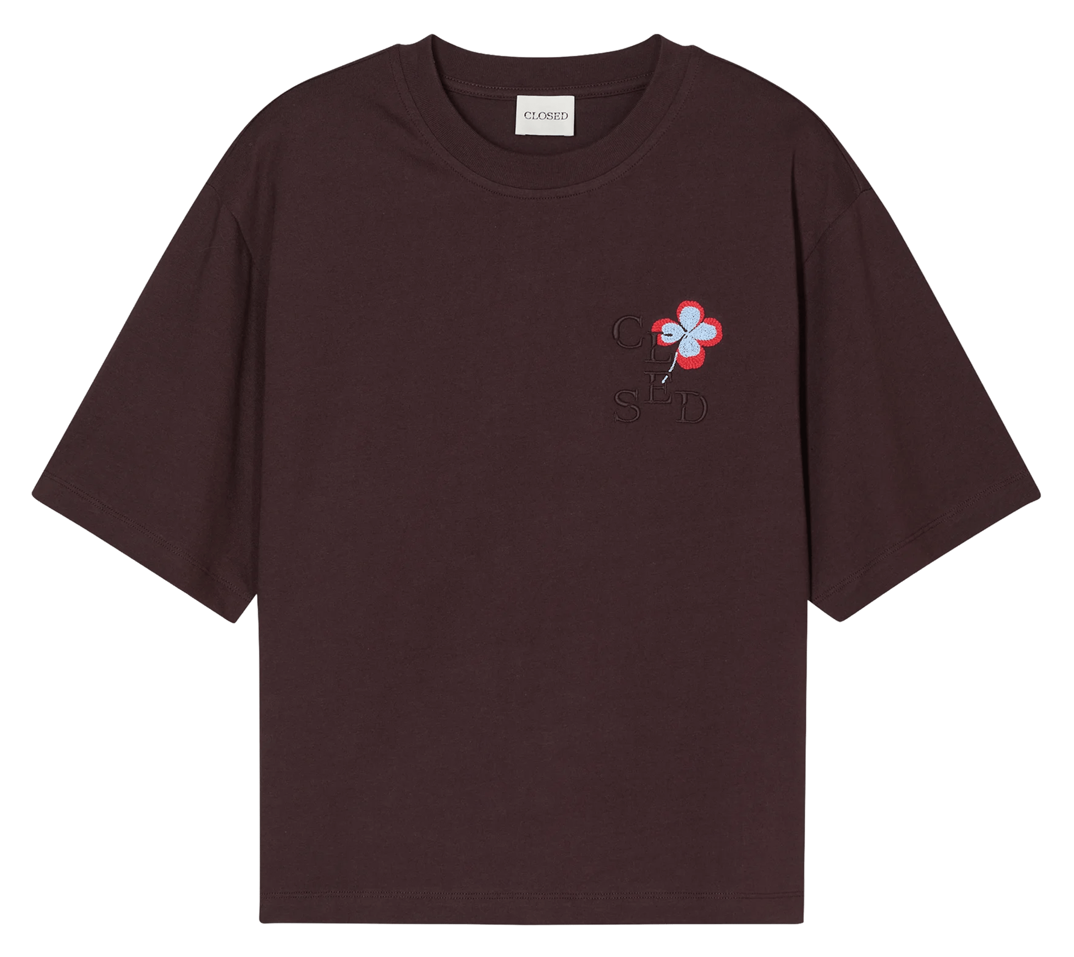 Straight round neck organic cotton t-shirt CLOSED Purple