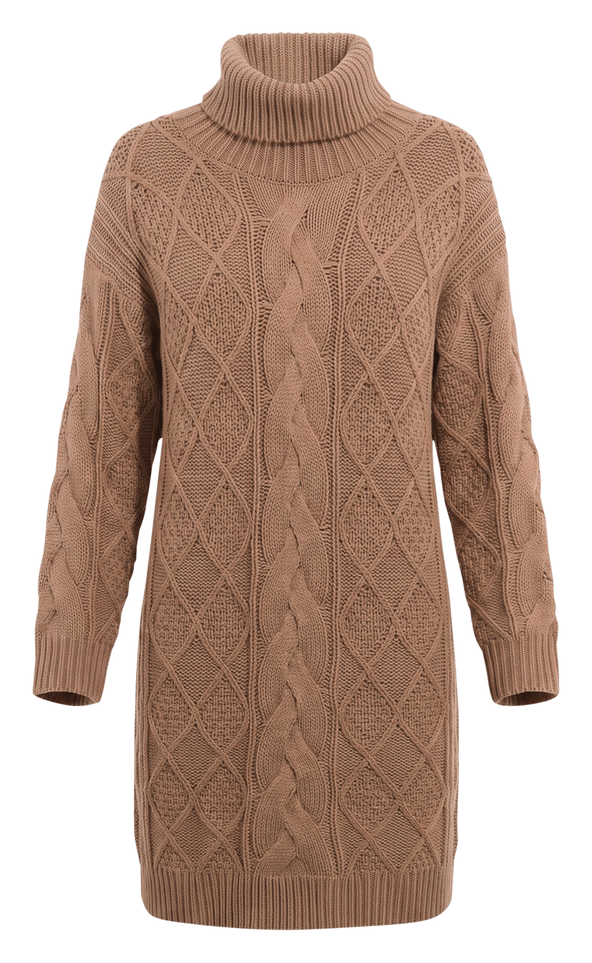 Zopfmusterkleid mit Rollkragen aus Wolle GERARD DAREL Beige