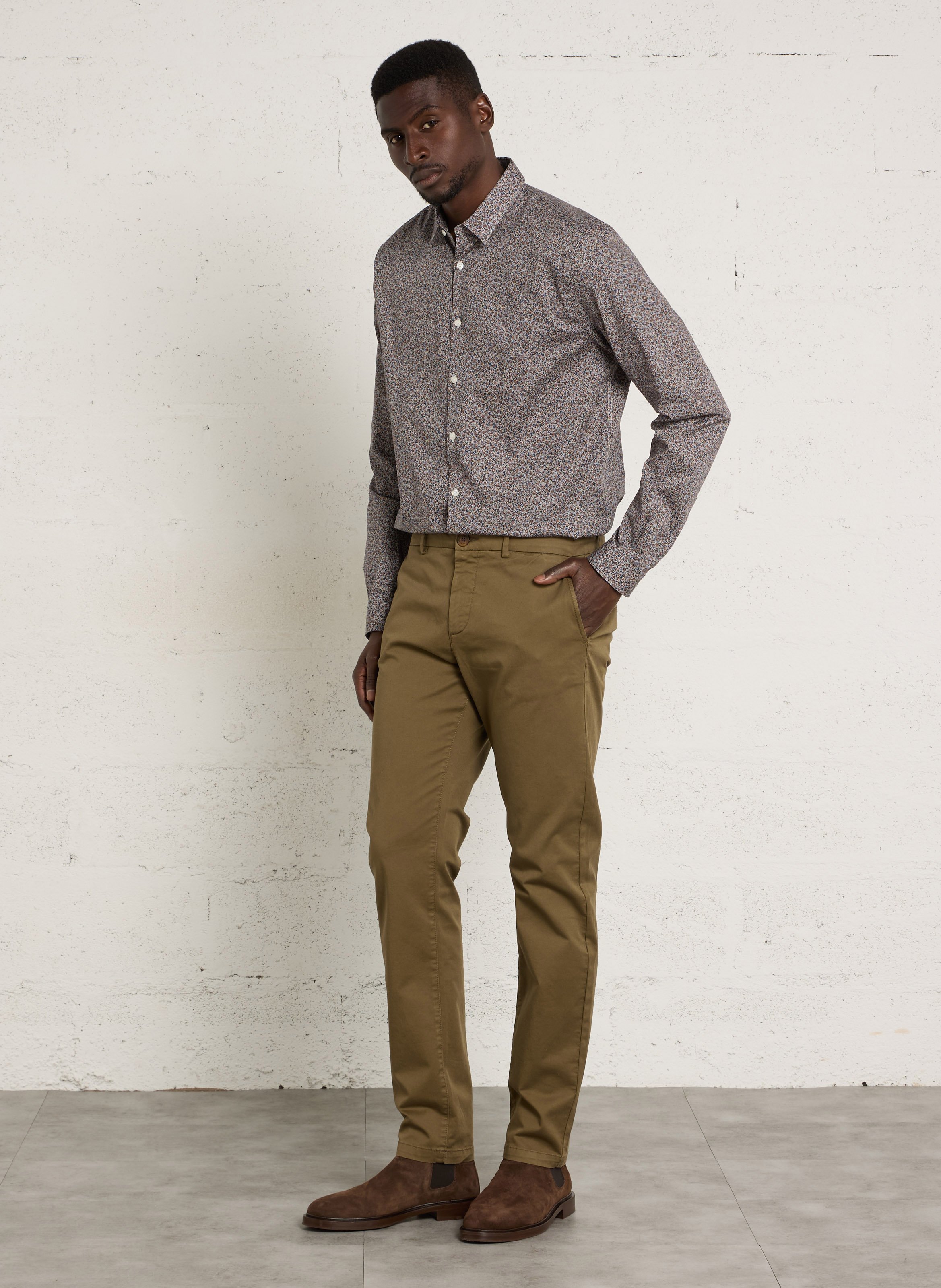 Hemd aus Baumwoll-Mix mit Print, Slim Fit IKKS Blau