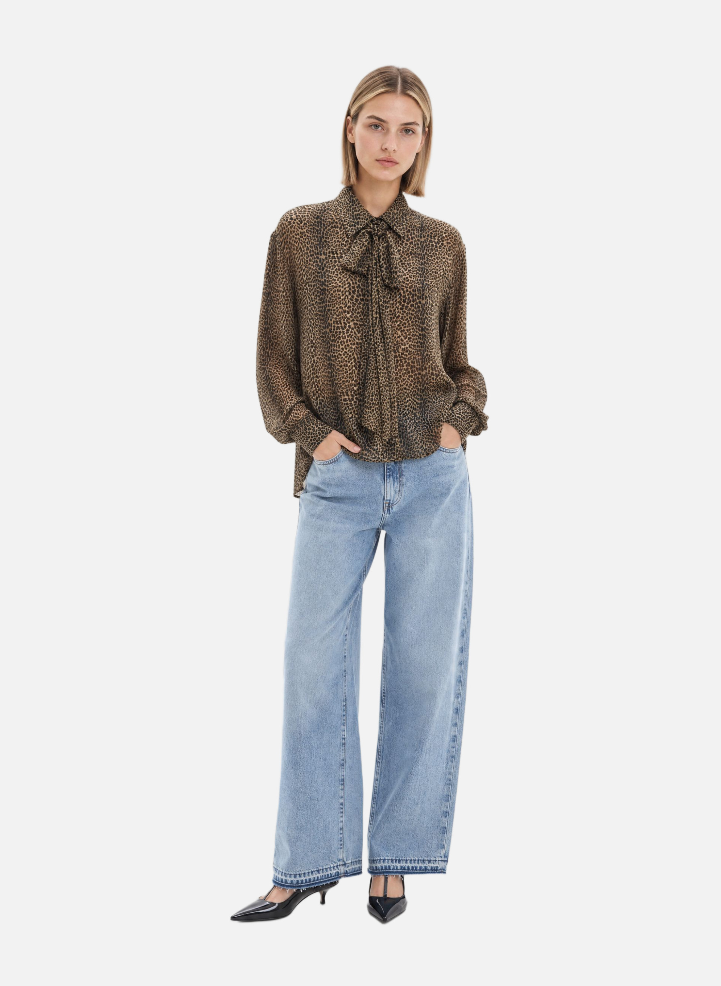 Leopard-print pussy-bow blouse THE KOOPLES Multicolored