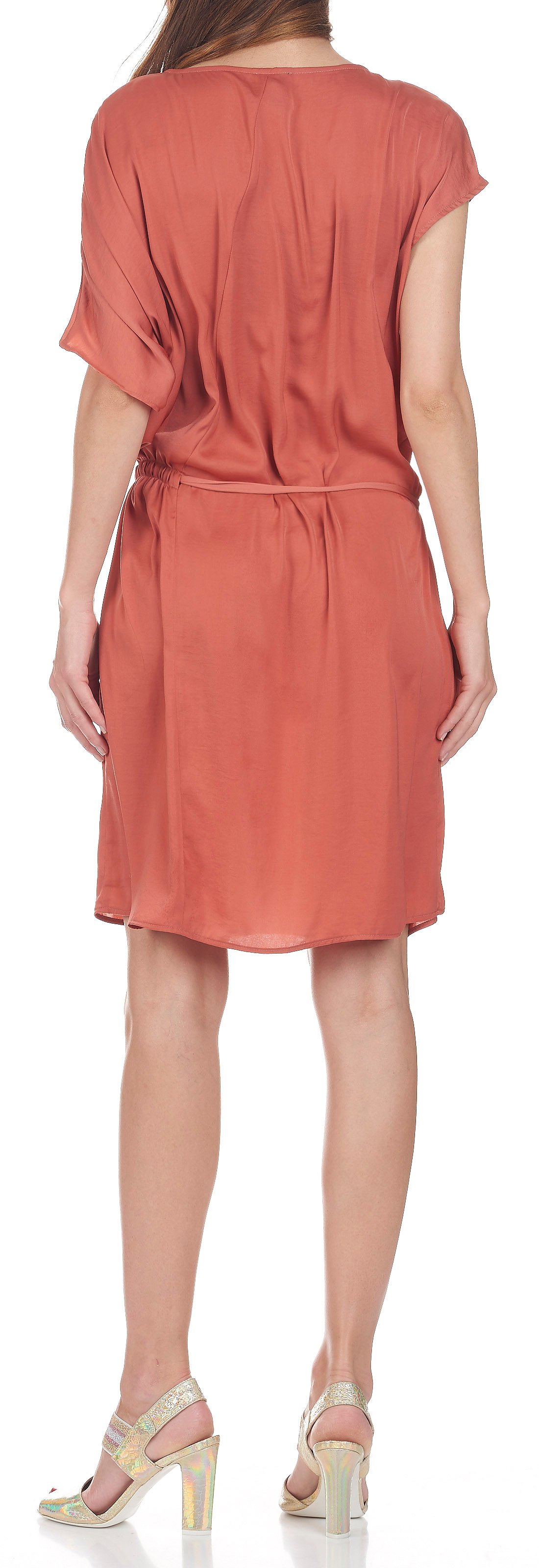Plain short fluid dress ATTIC AND BARN Orange