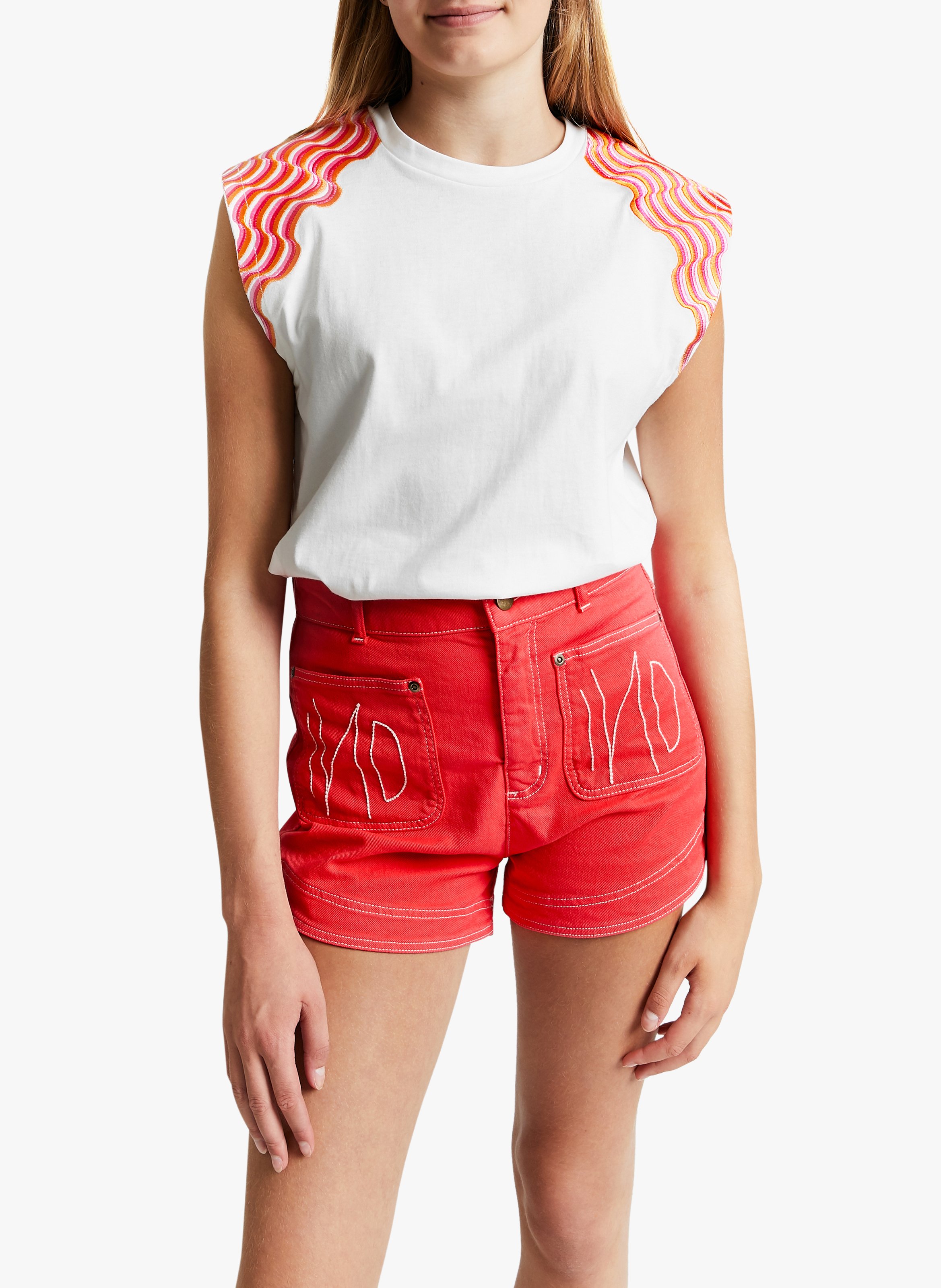 Tee-shirt brodé en coton INDEE Blanc